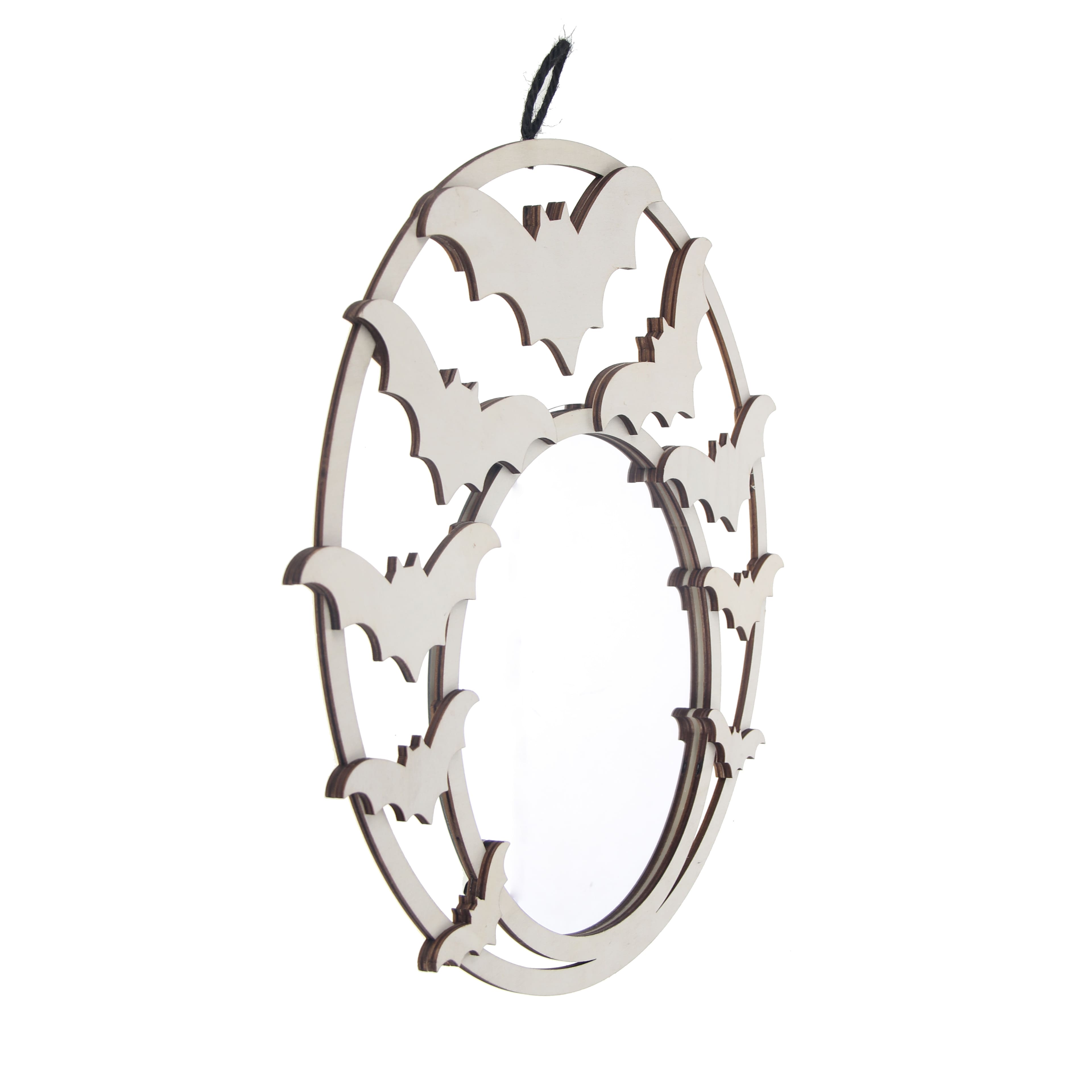 15.5&#x22; DIY Bat Mirror Hanging Wood D&#xE9;cor by Make Market&#xAE;