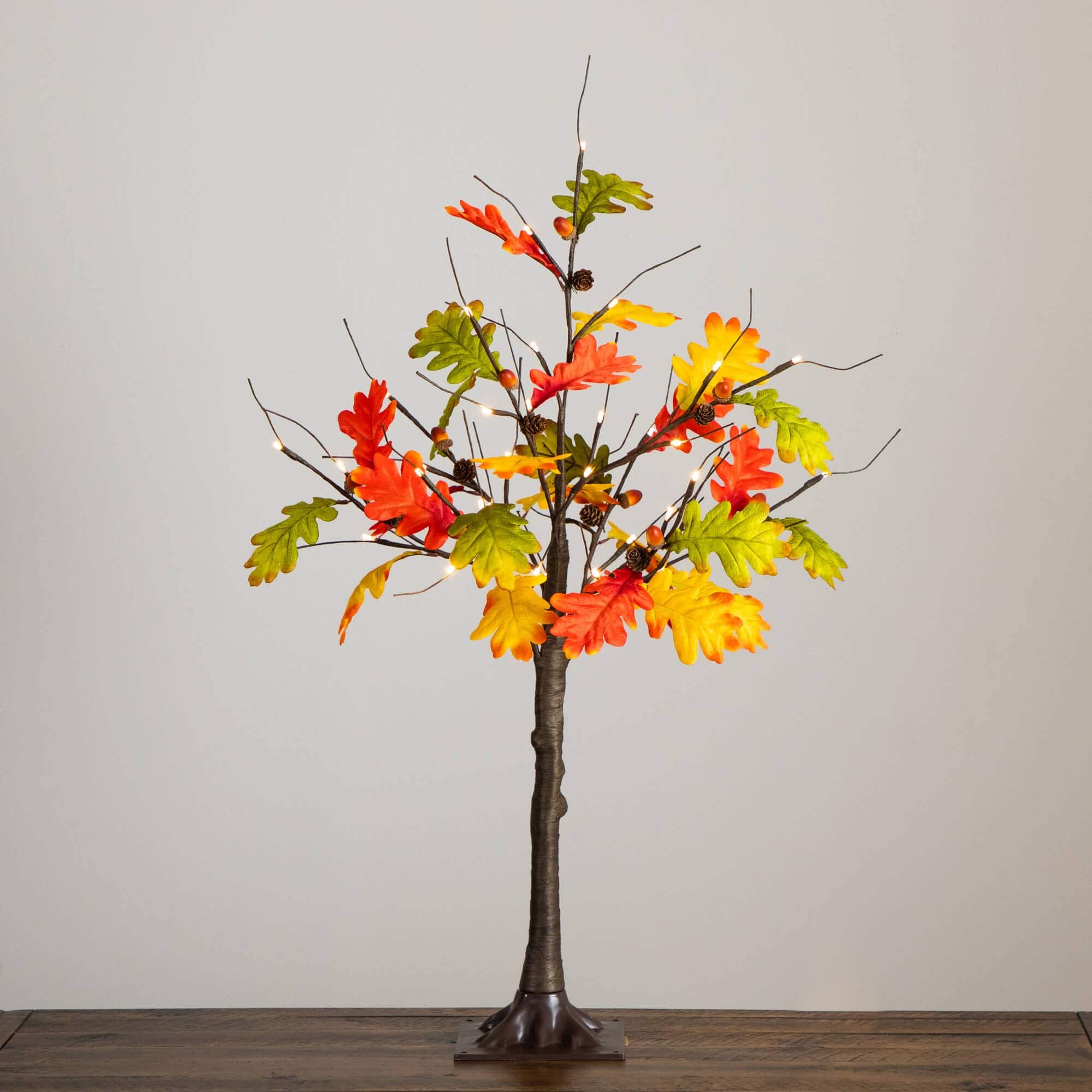 3ft. Pre-Lit Autumn Maple Artificial Fall Tree with Pinecones, Acorns and 36 Warm White LED Lights