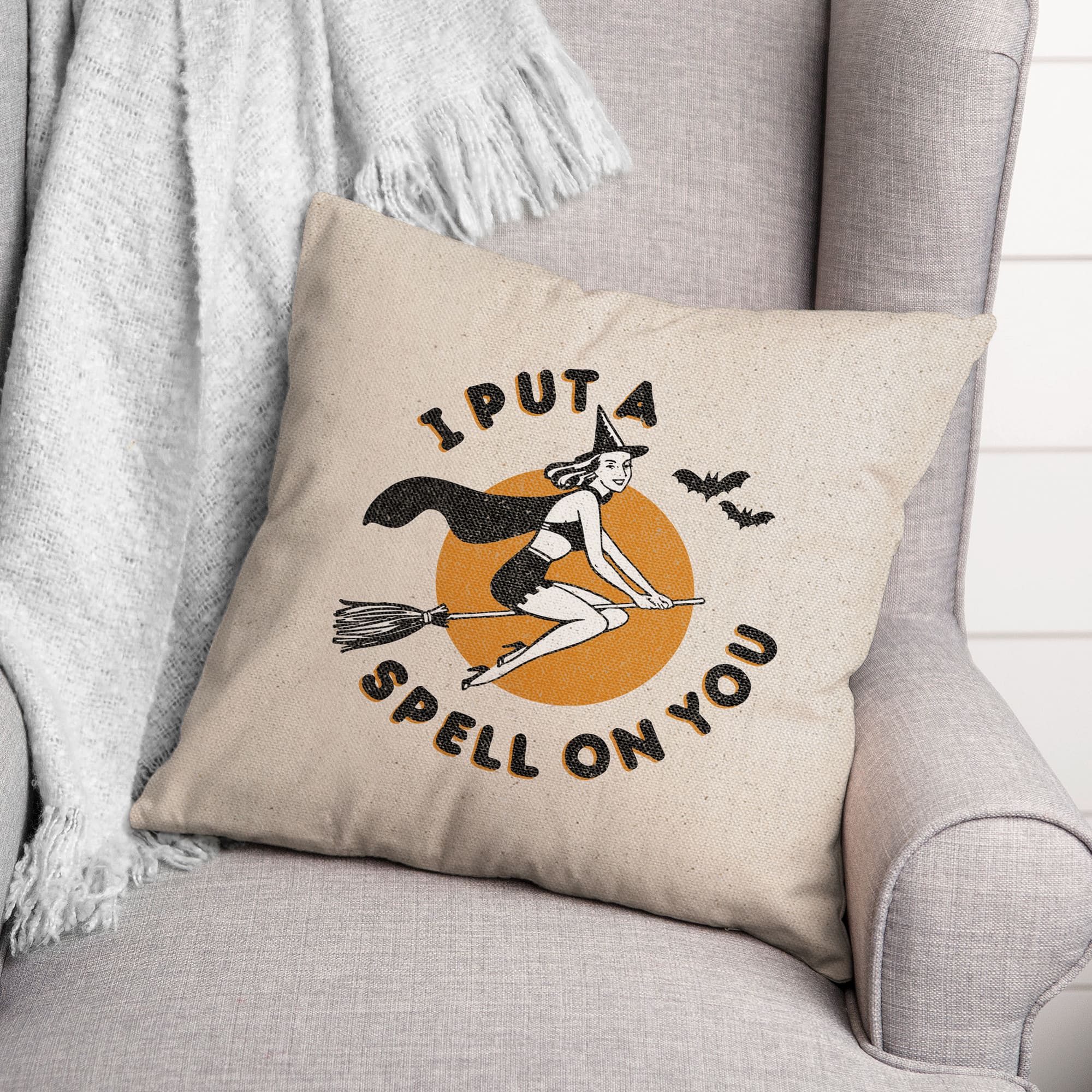 Retro Witch Throw Pillow