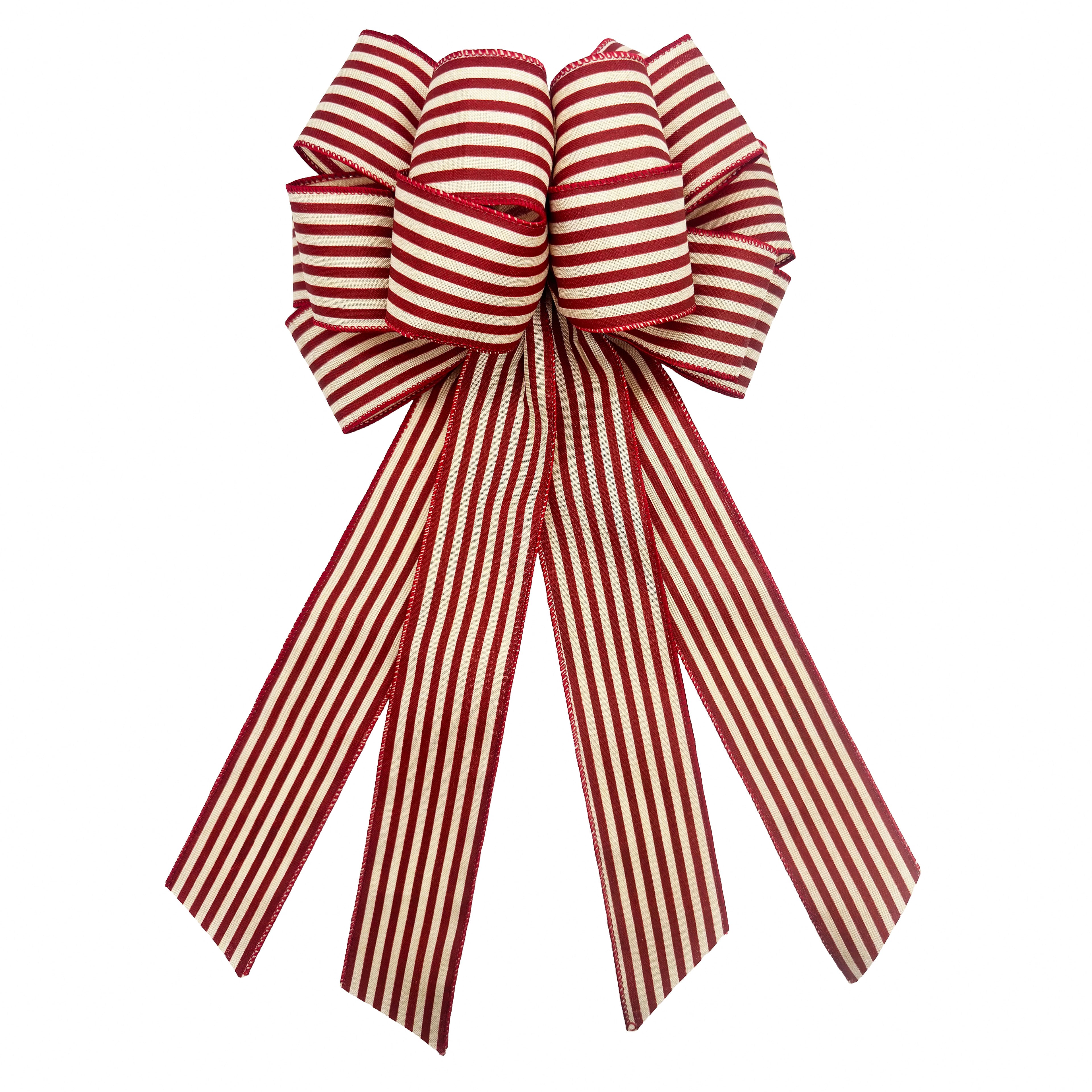 20.5" Red Ticking Stripes Tree Bow by Celebrate It®