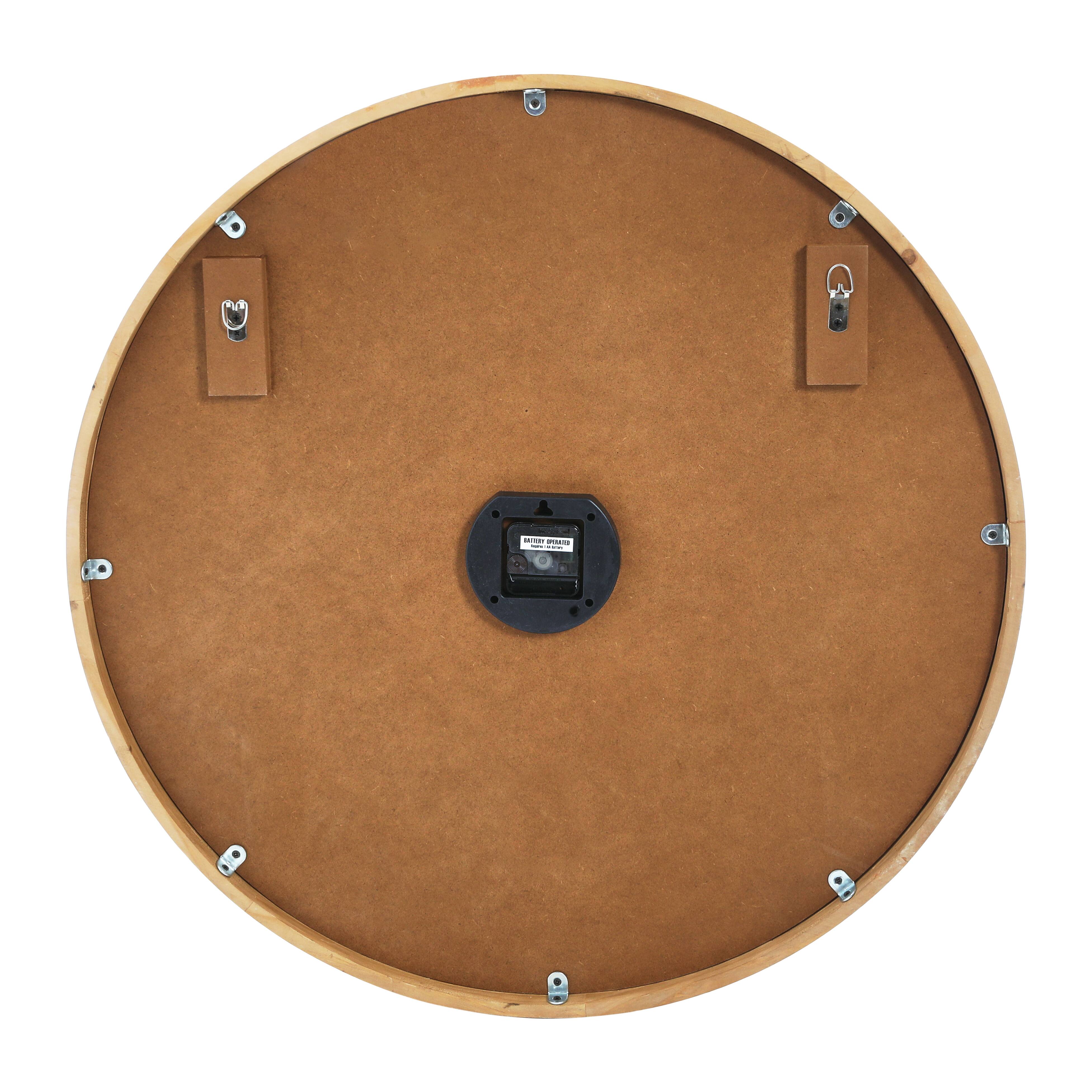 Hello Honey&#xAE; 29&#x22; Round Natural Wood and Metal Wall Clock