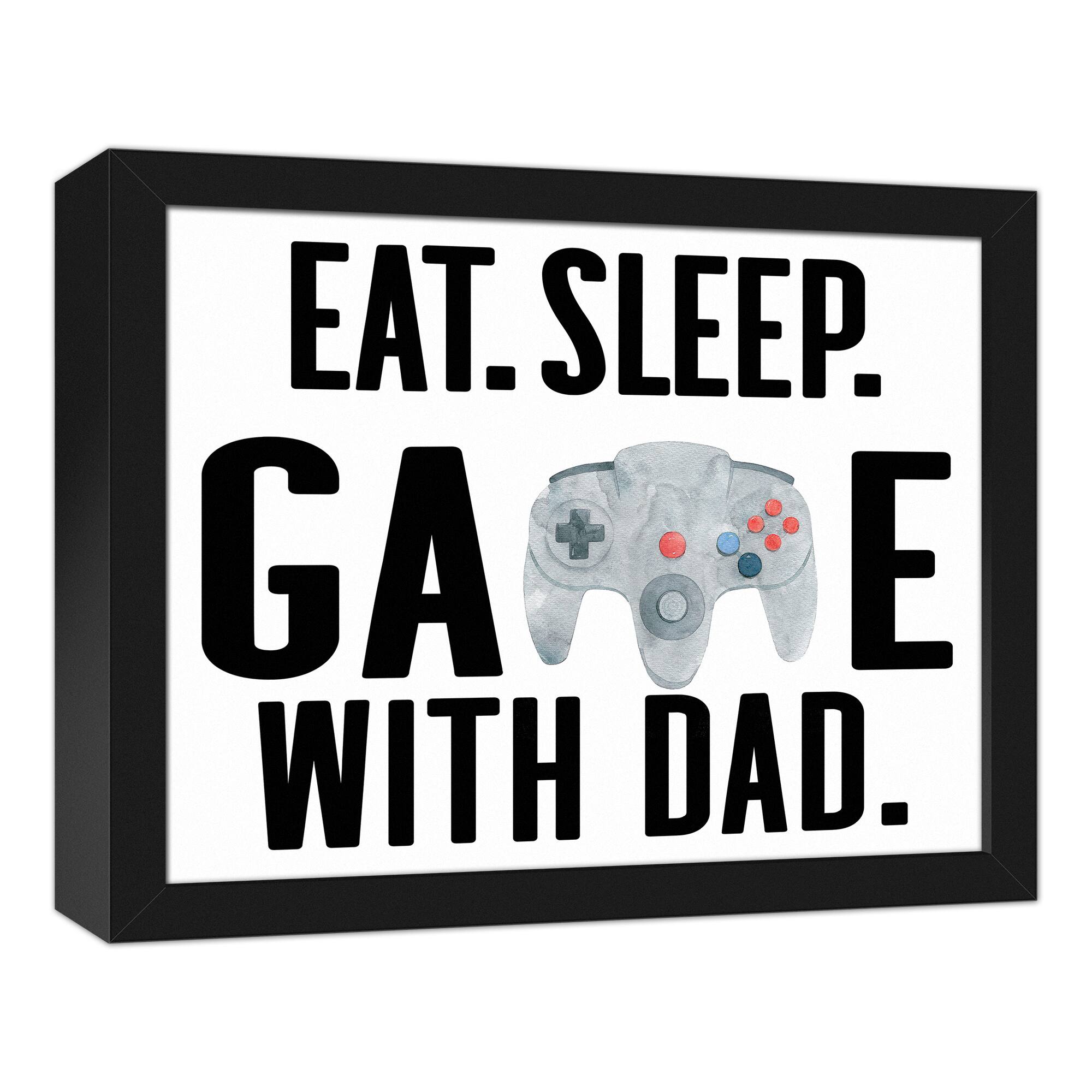 Game with Dad Black Framed Canvas Art