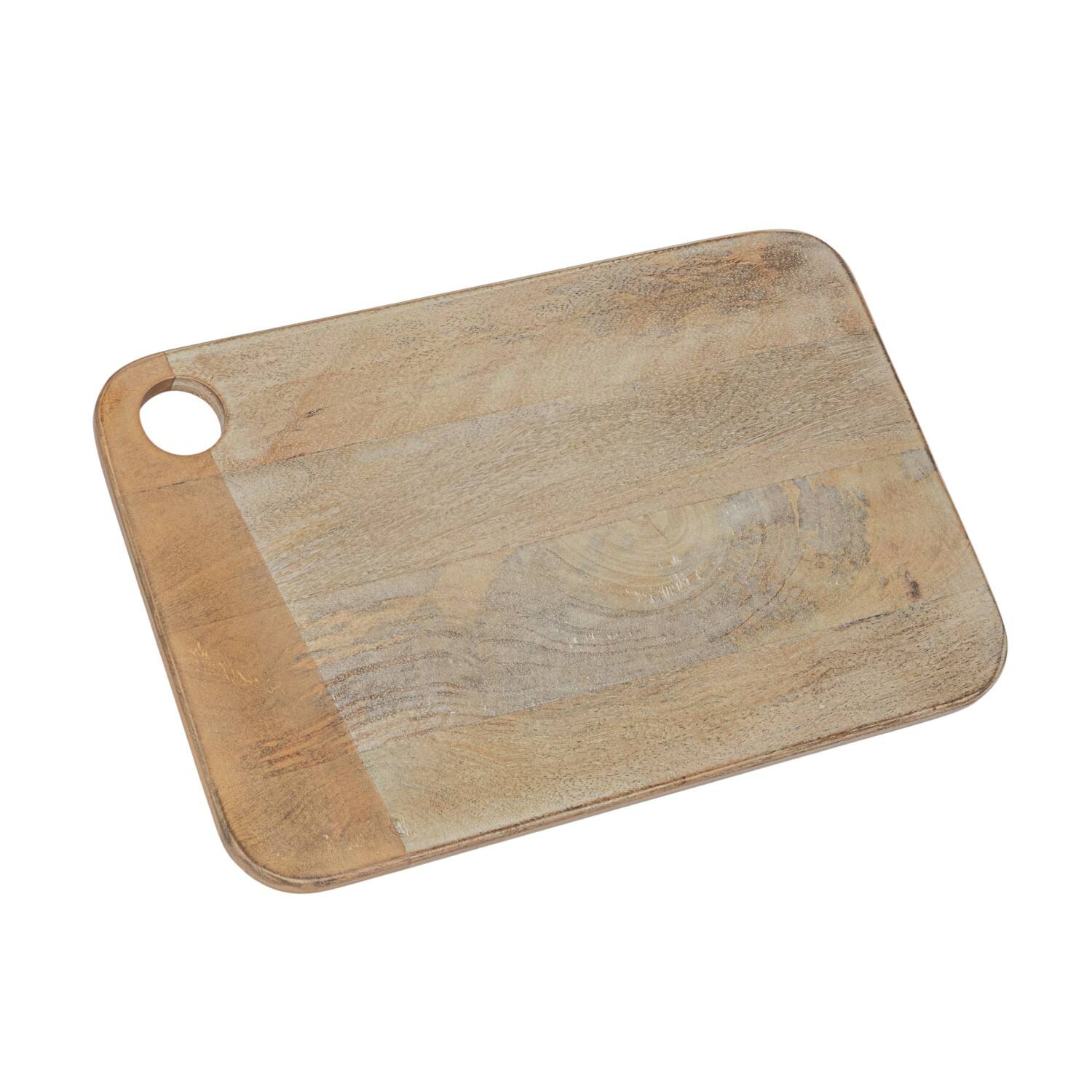 Hello Honey® 14.75" Whitewashed Handled Mango Wood Cheese & Cutting Board