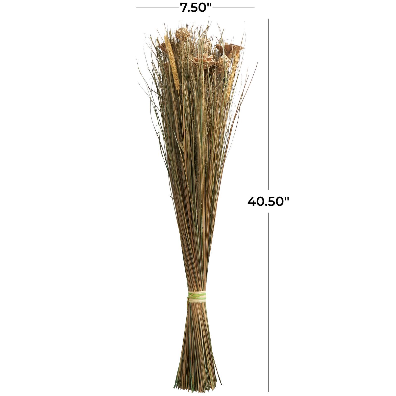 41" Brown Dried Plant Floral Bouquet Grass Natural Foliage with Deco Ball Accents