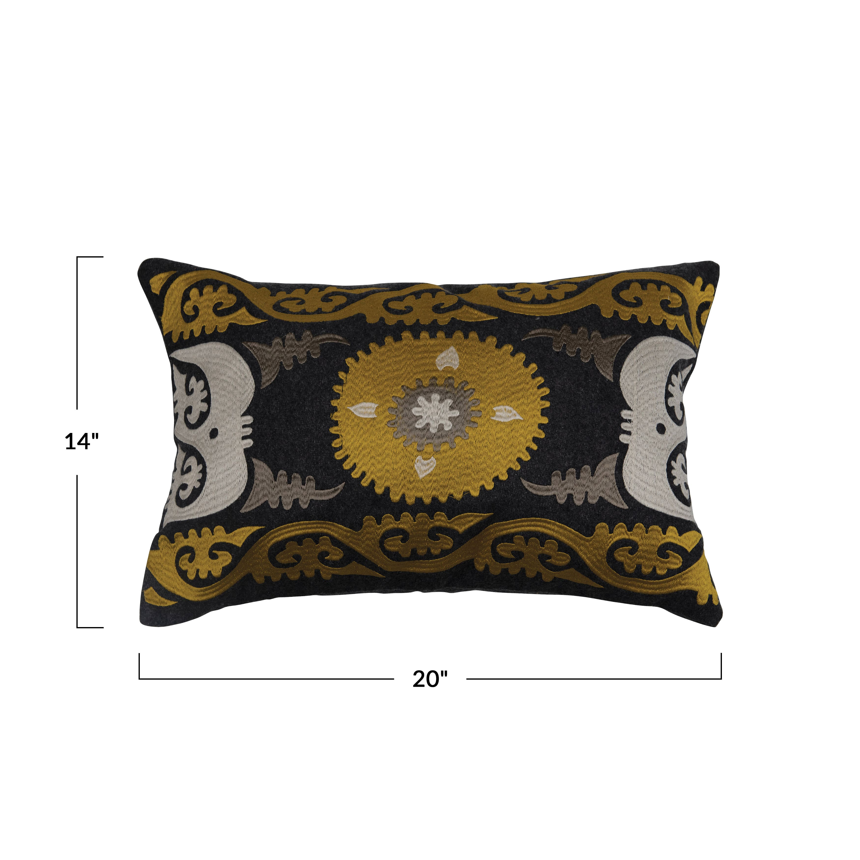 Hello Honey® Wool Blend Embroidered Lumbar Pillow