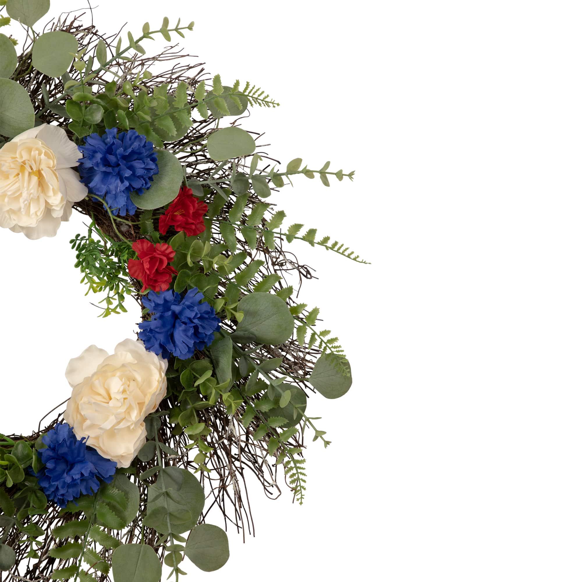 24&#x22; Americana Mixed Foliage &#x26; Florals Wreath