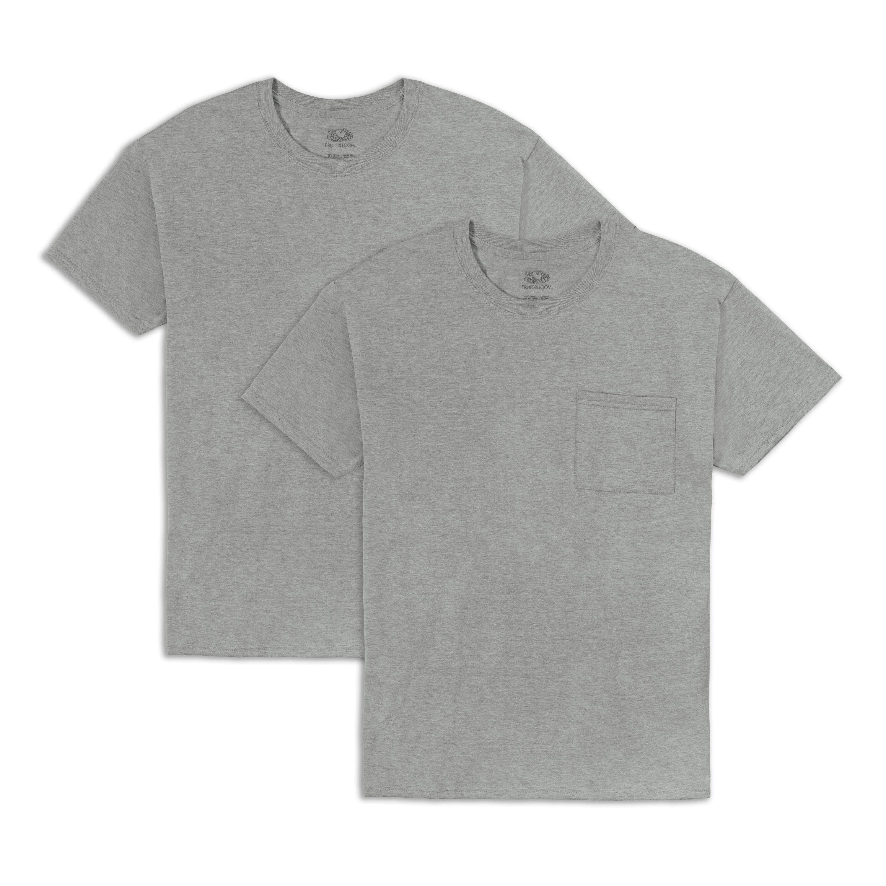 Fruit of the Loom EverSoft Mens Short Sleeve Pocket T-Shirt 2 ct in Mineral Grey Heather | 3XL - D615854S - Shirts and Tops Find the Fruit of the Loom EverSoft Mens Short Sle sku D615854S