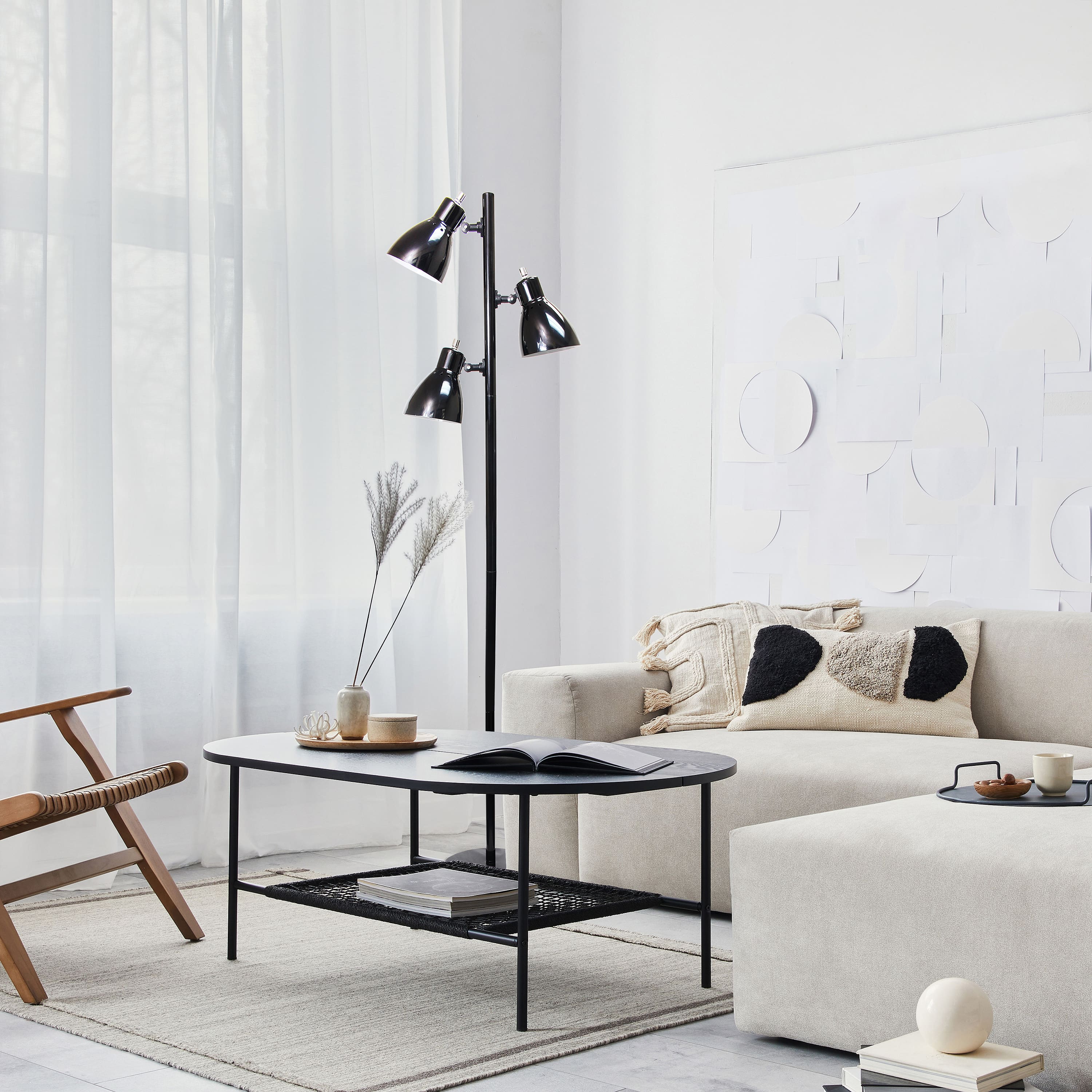 Simple Designs 64&#x22; Metal 3-Light Tree Floor Lamp