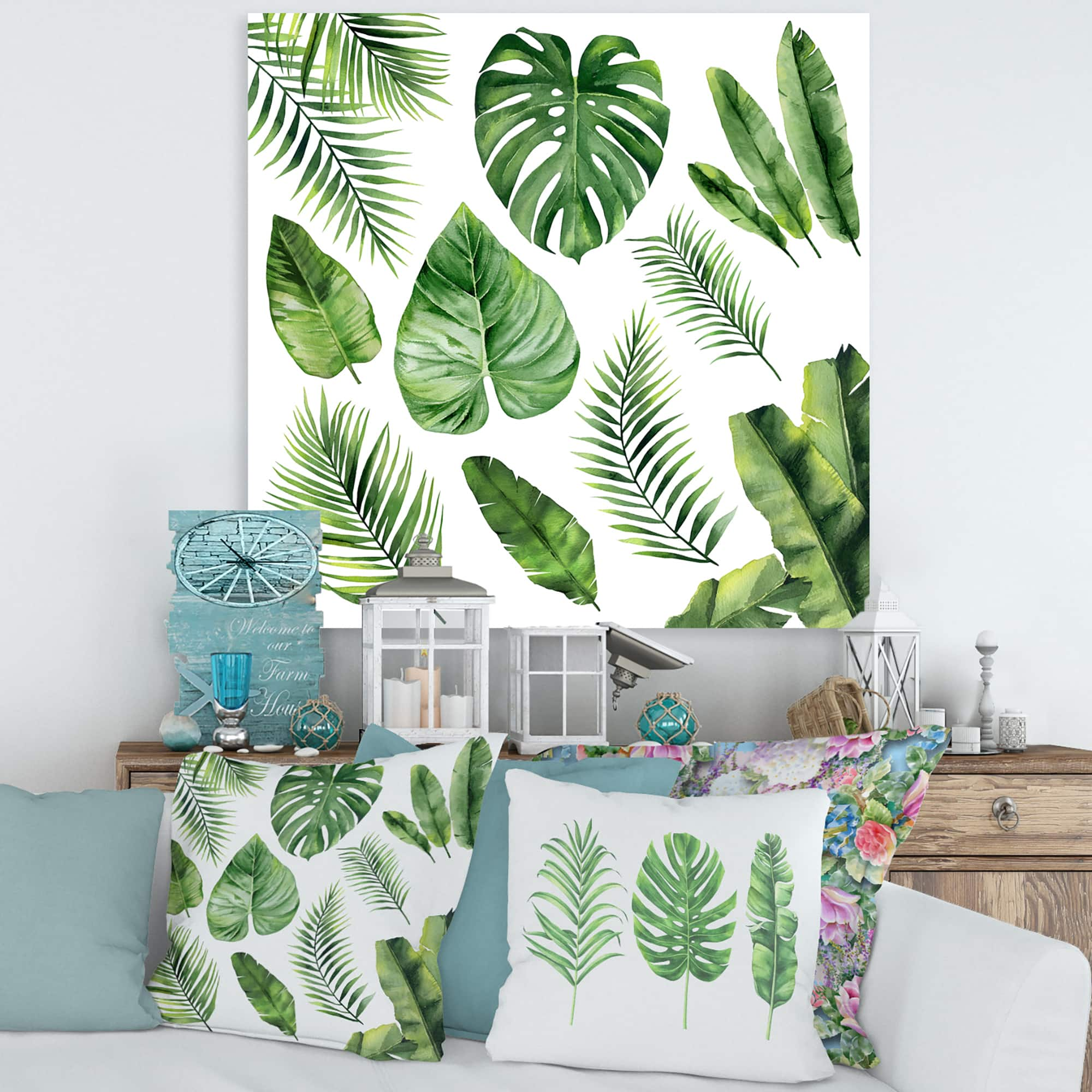 Designart - Tropical Leaf Of Monstera V - Farmhouse Canvas Wall Art Print