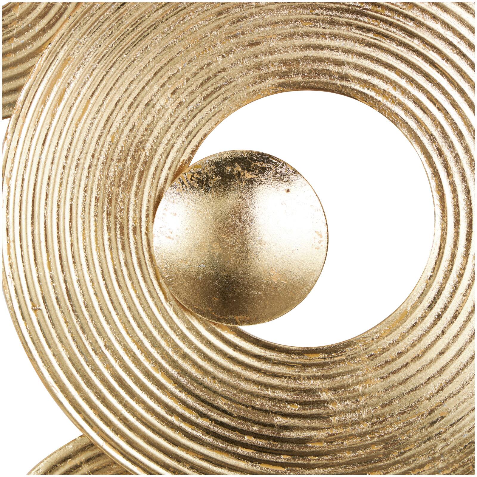 Gold Metal Abstract Stacked Circle Ring Wall Decor with Groove Texture