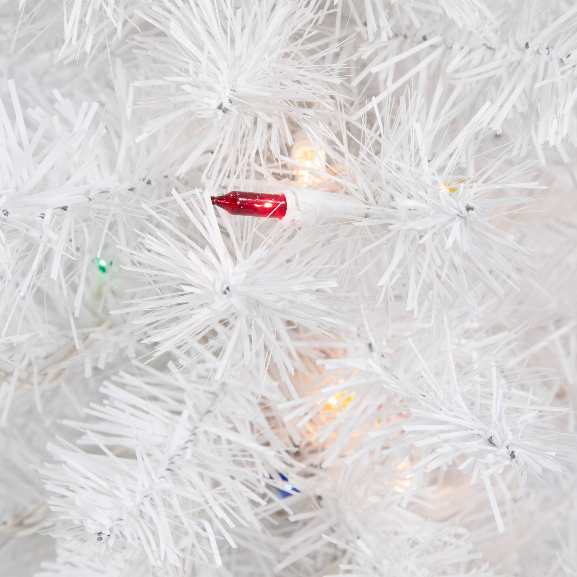 18&#x22; Pre-Lit Snow White Artificial Christmas Tree, Multicolor Lights