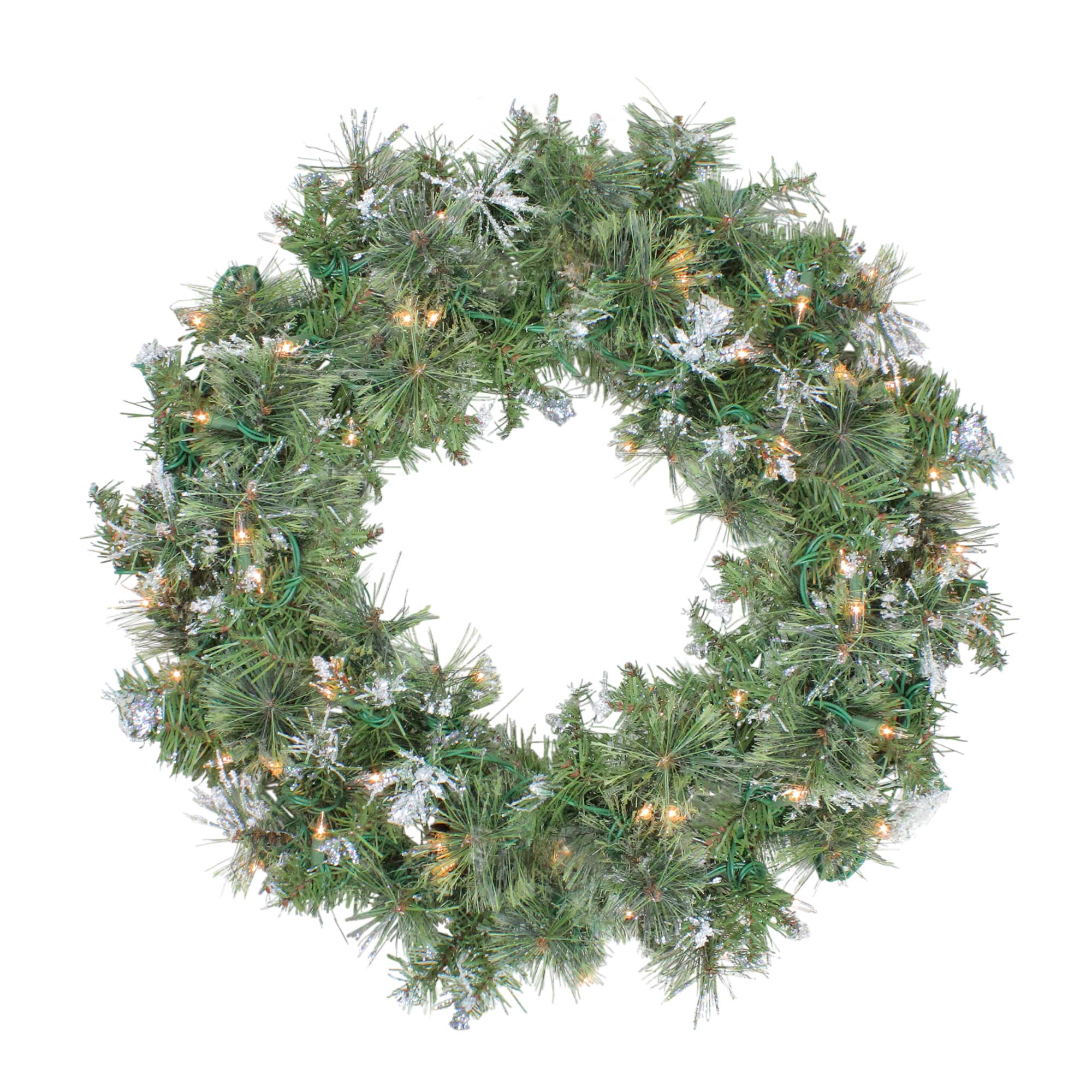 30" Pre-Lit Snow Mountain Pine Artificial Christmas Wreath