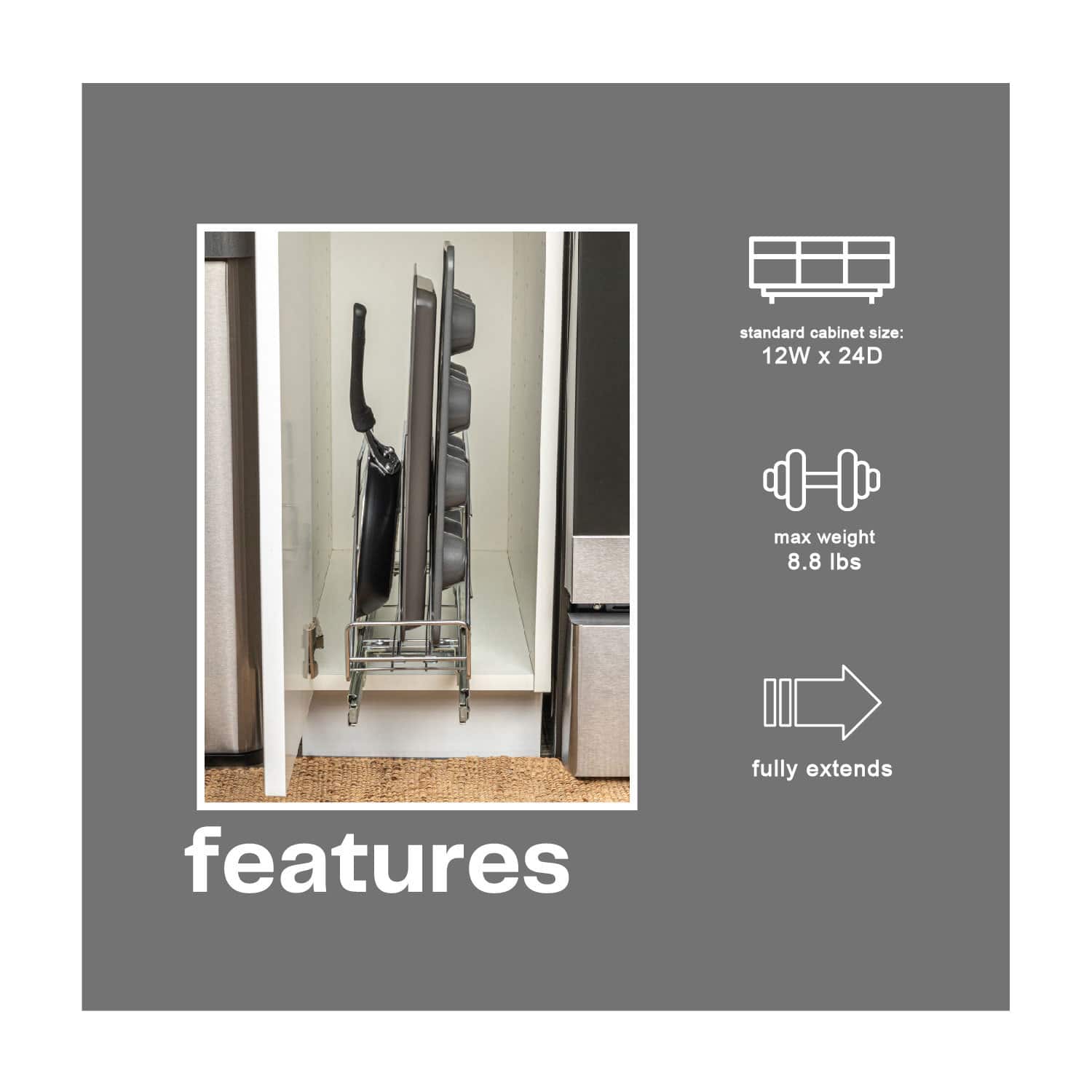 Household Essentials Glidez Chrome-Plated Steel Slide-Out Storage Organizer