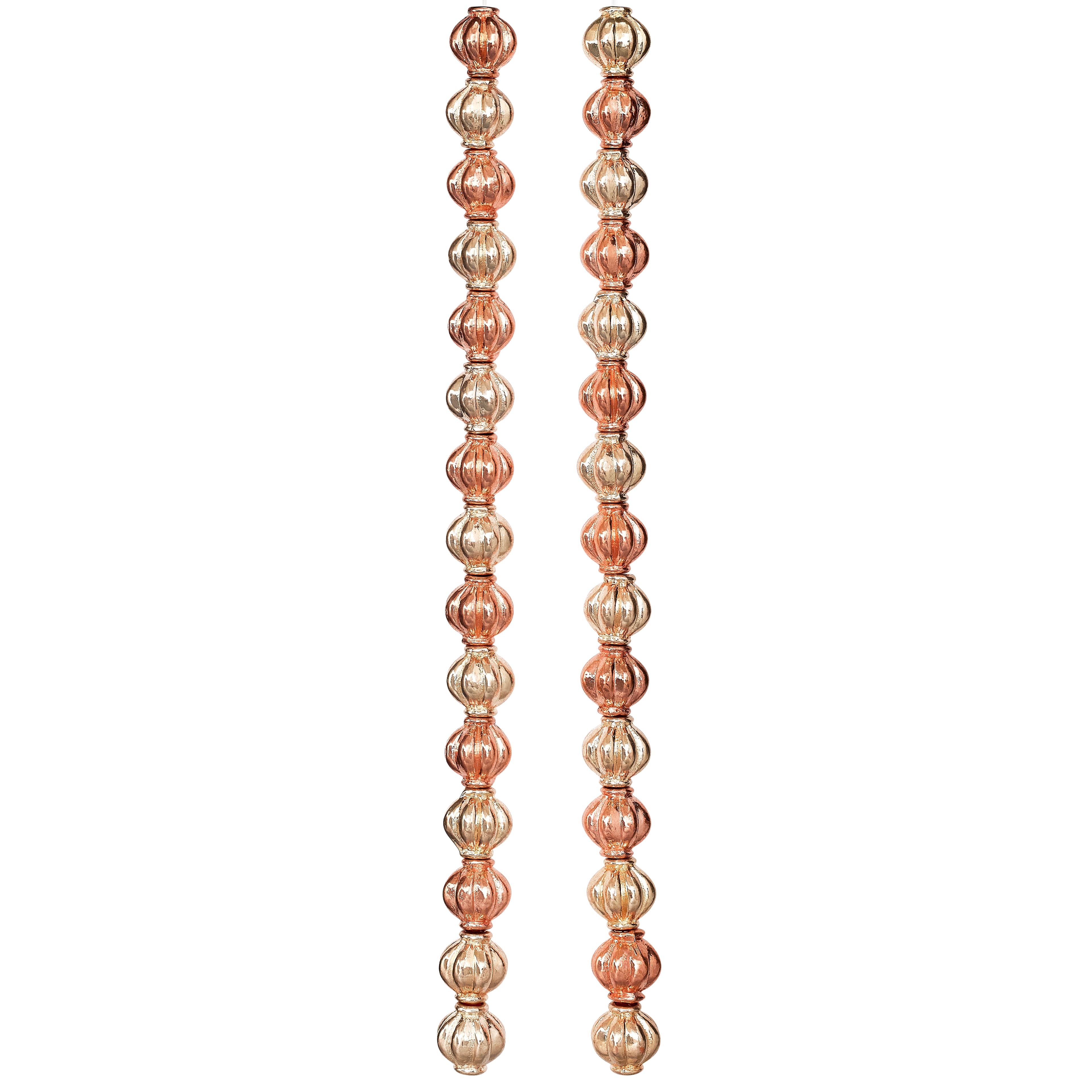 Gold &#x26; Rose Gold Shiny Metal Carved Lantern Beads, 8mm by Bead Landing&#x2122;