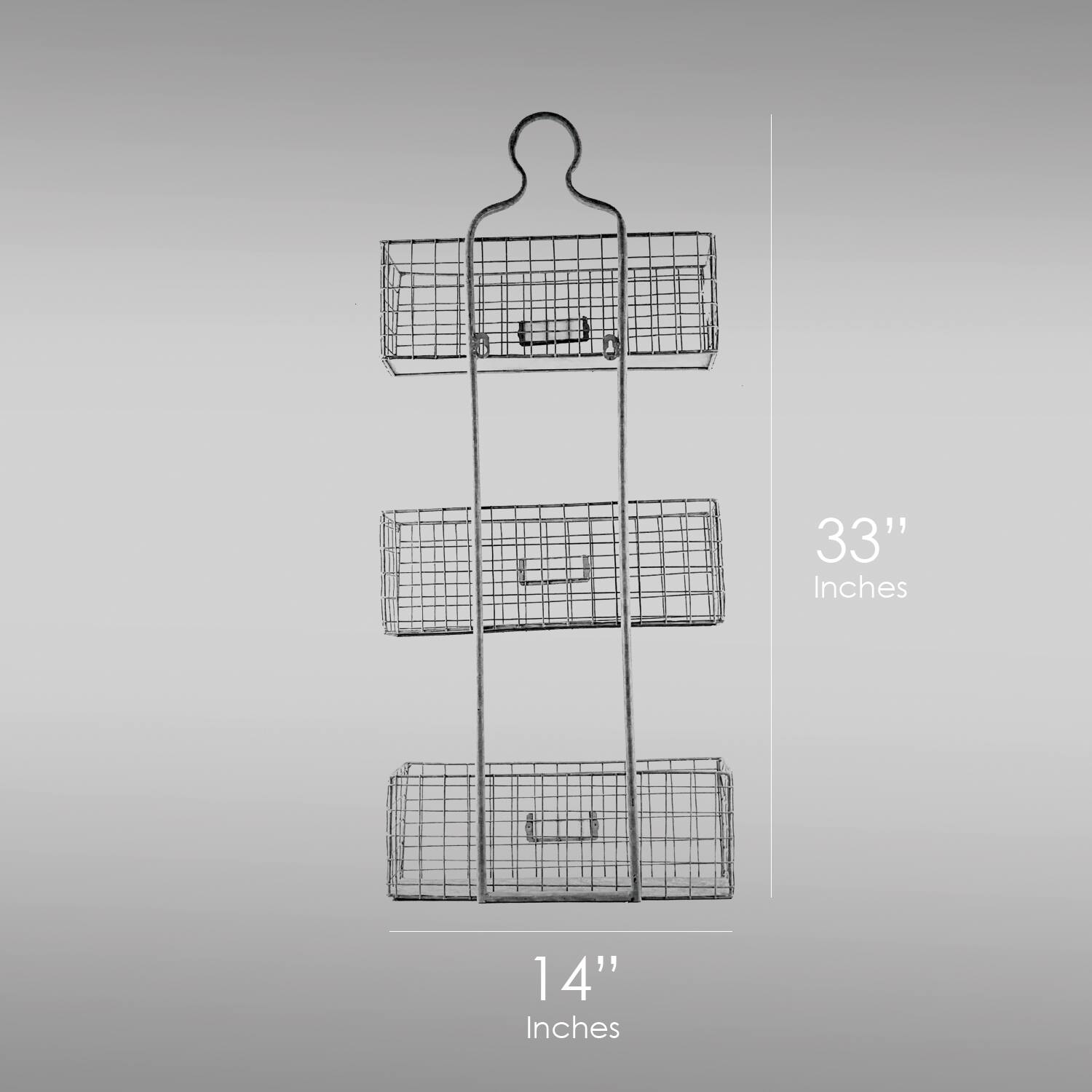 32.5" Metal Meshed Wire 3 Bin Storage Basket Set