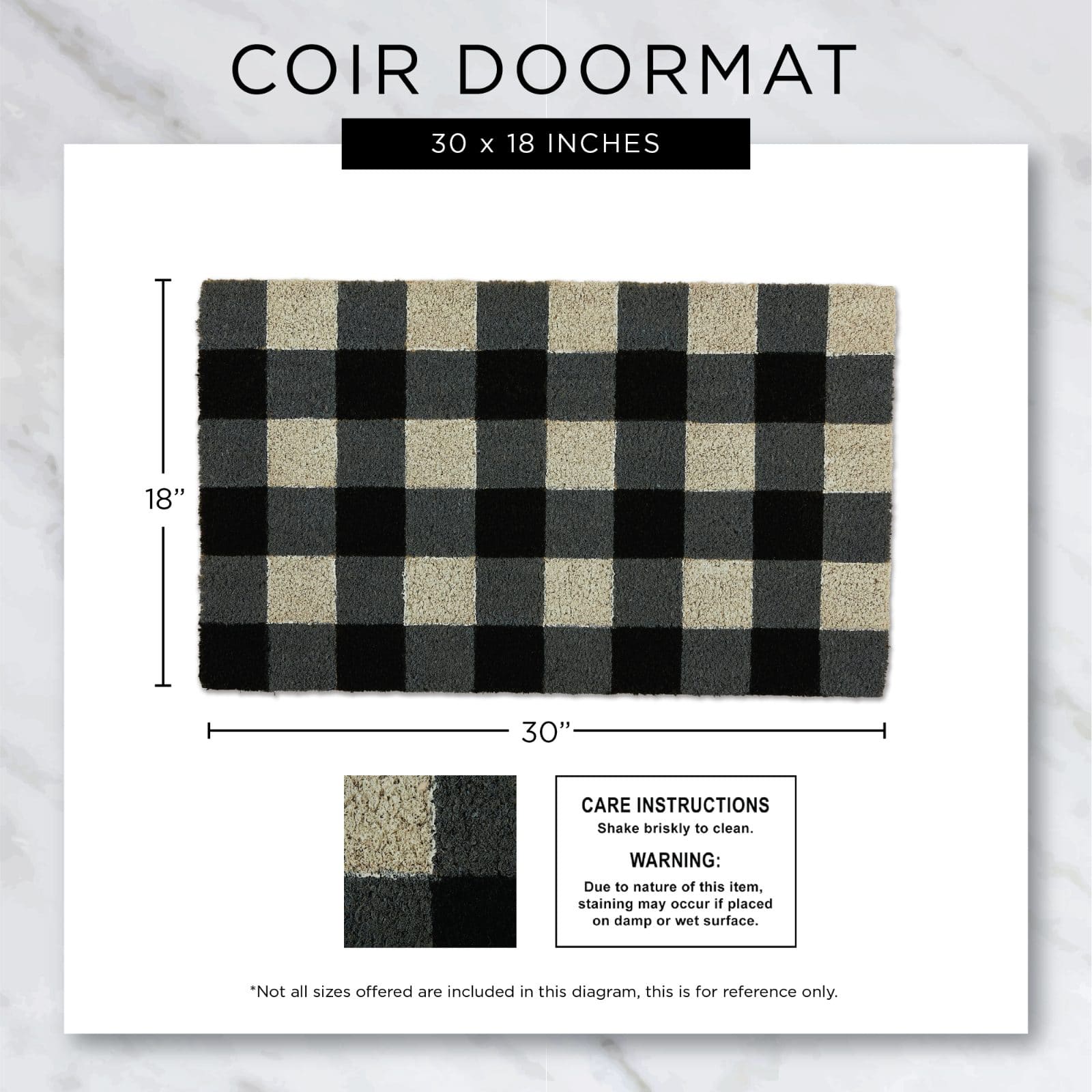 DII&#xAE; Black &#x26; White Buffalo Check Doormat