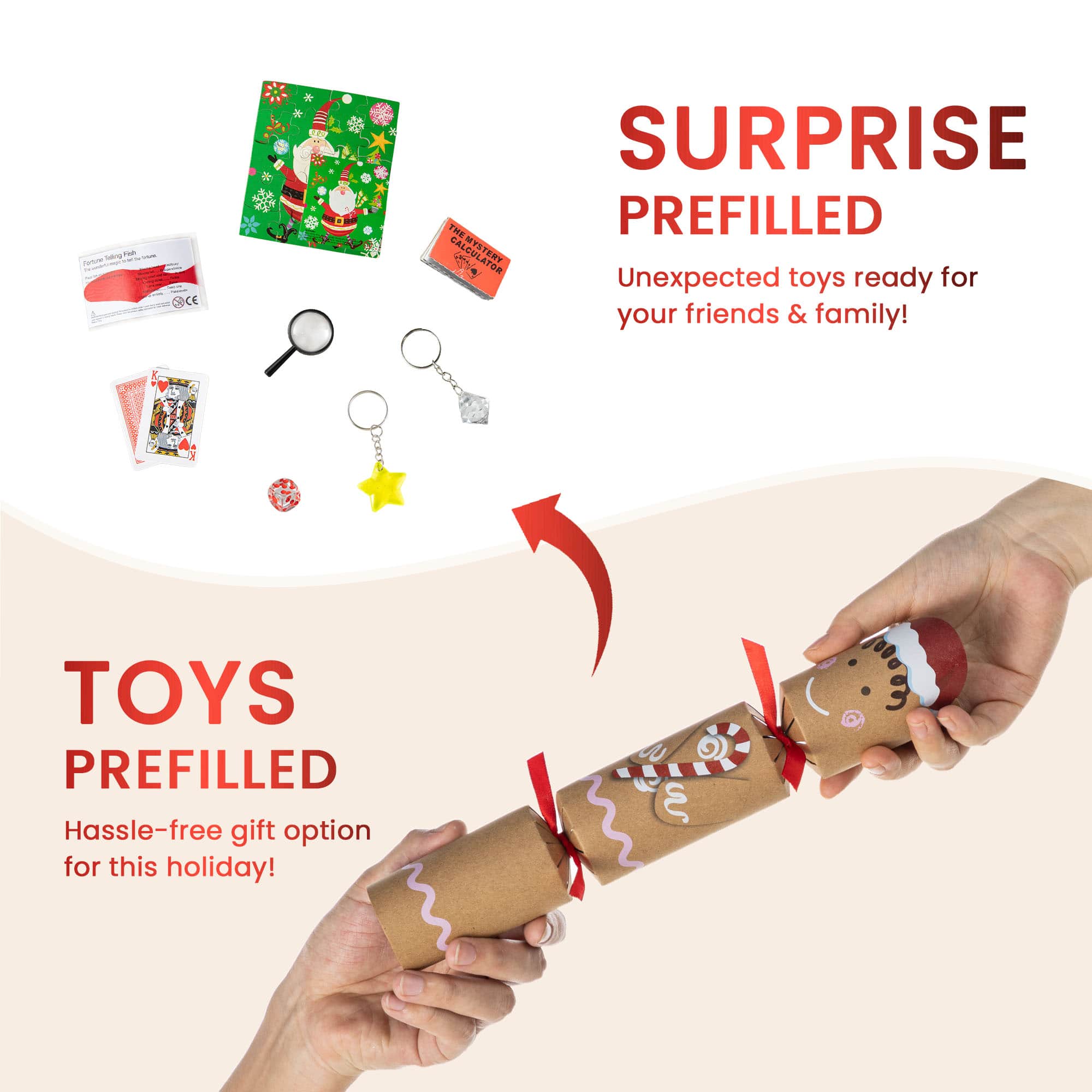 Glitzhome&#xAE; 8PK 2&#x22;D x 12&#x22;H Gingerbread Man Christmas Party Crackers with Gift Contents