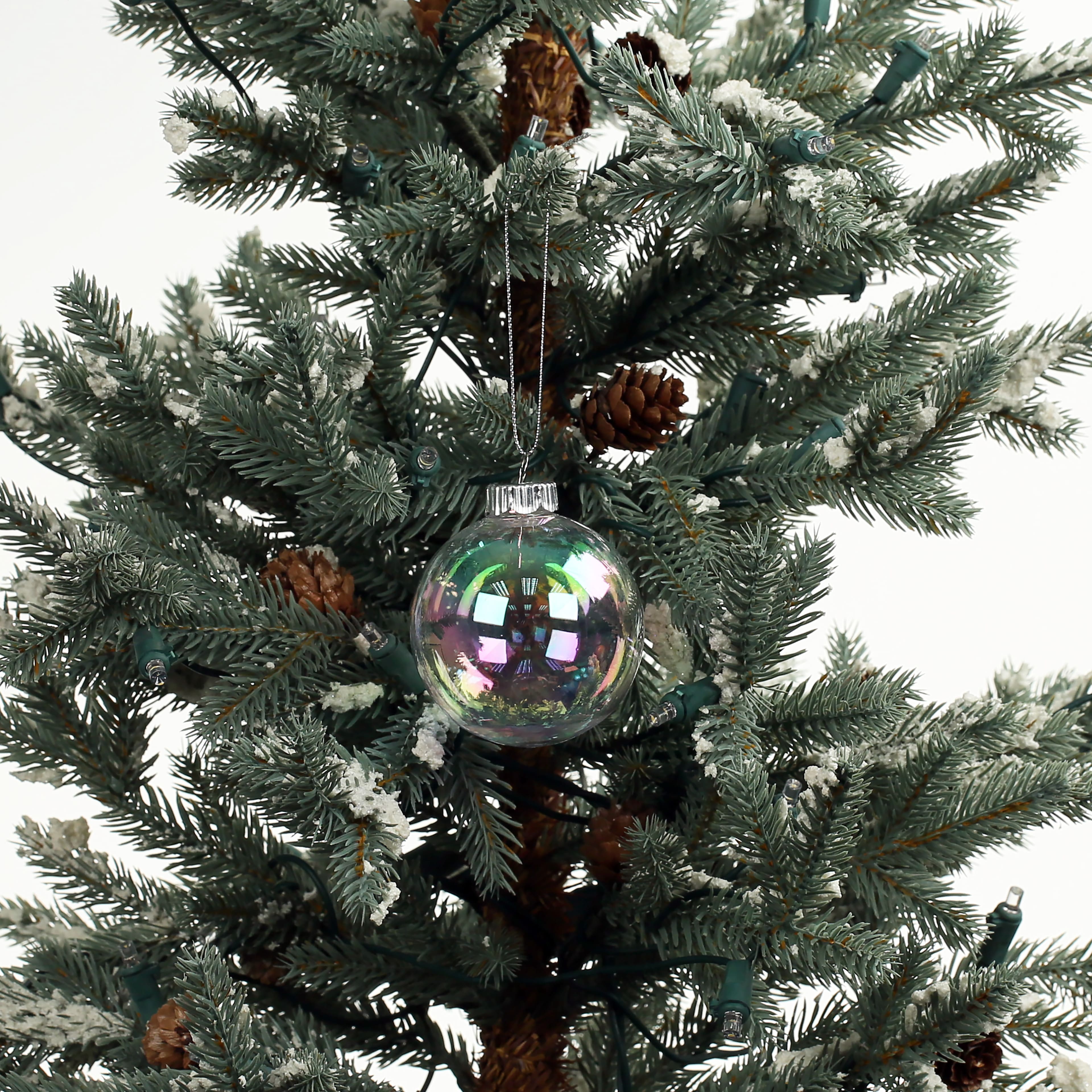 8 Pack 2.75&#x22; Clear Iridescent DIY Plastic Ball Ornaments by Make Market&#xAE;