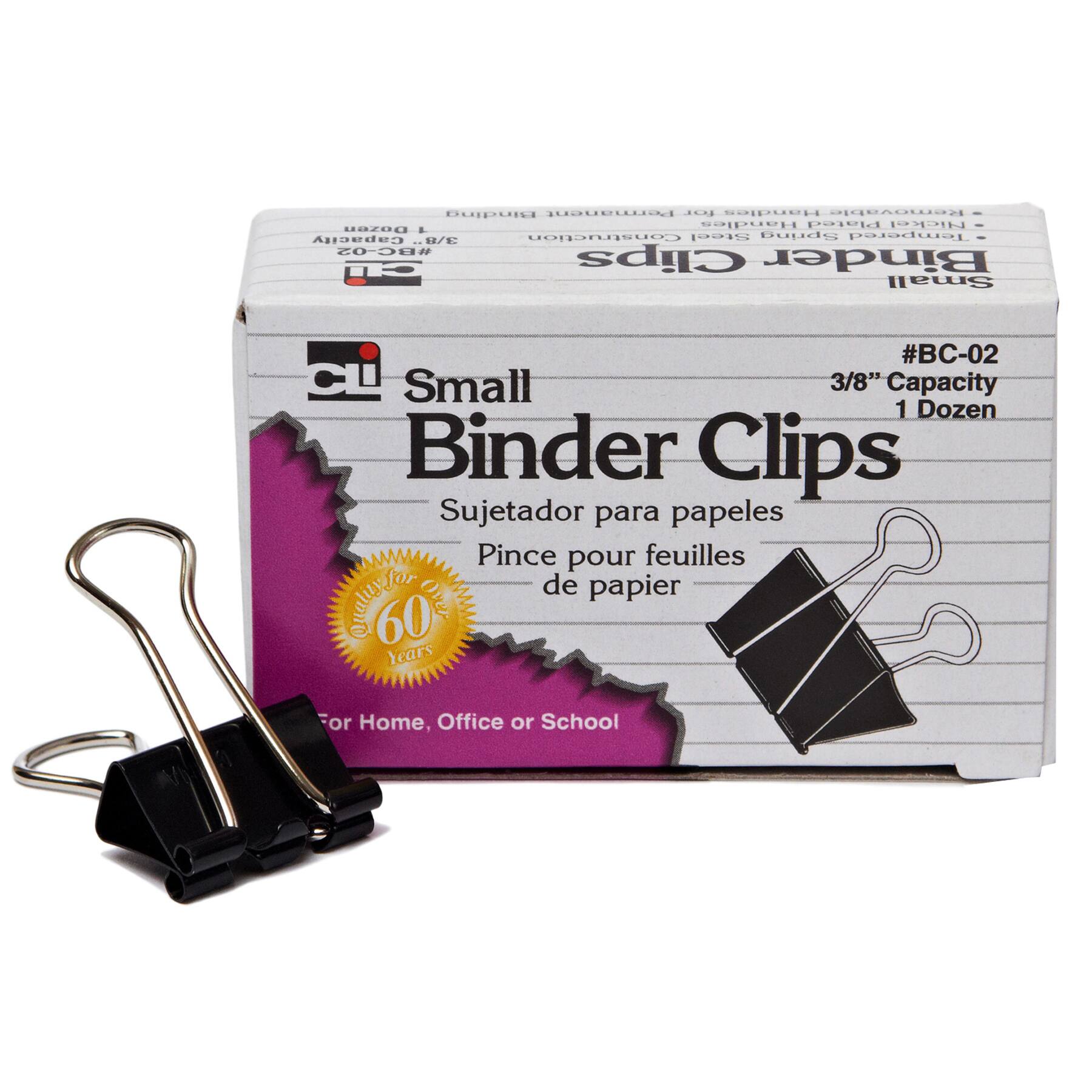 Charles Leonard 3/8" Black Binder Clips, 48 Packs of 12
