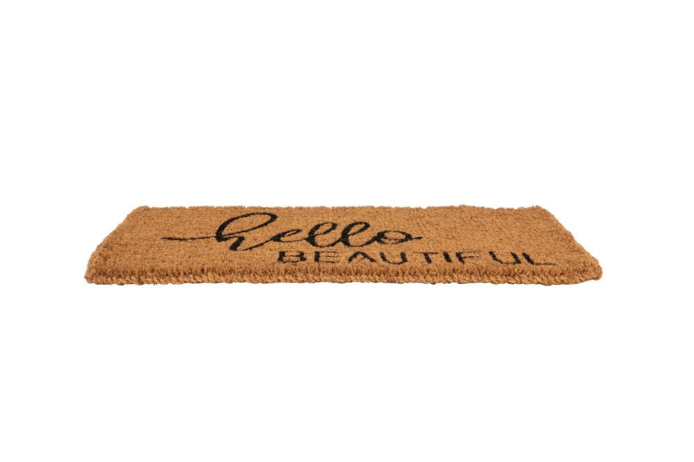Hello Honey&#xAE; Black &#x26; Brown Hello Beautiful Natural Coir Doormat