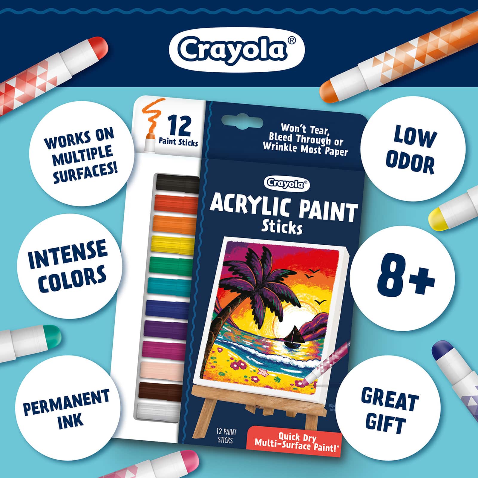 Crayola® Acrylic Paint Doodle Sticks, 2 Packs of 12
