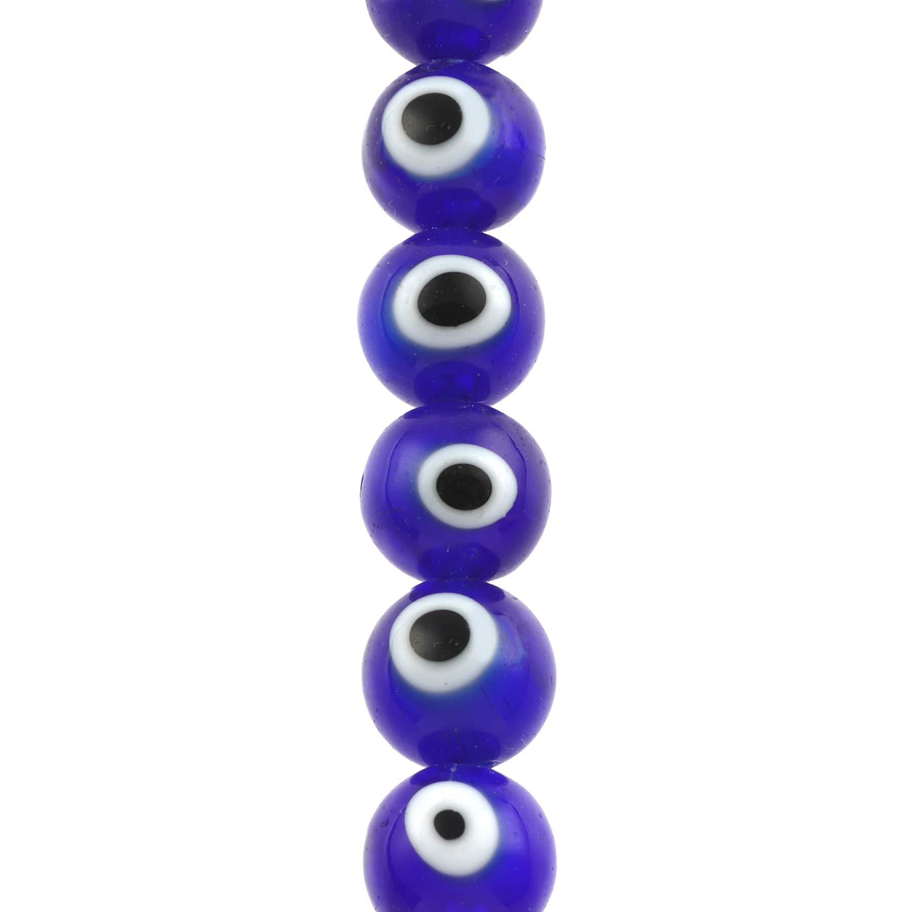 12 Pack: Blue Evil Eye Glass Round Beads by Bead Landing™