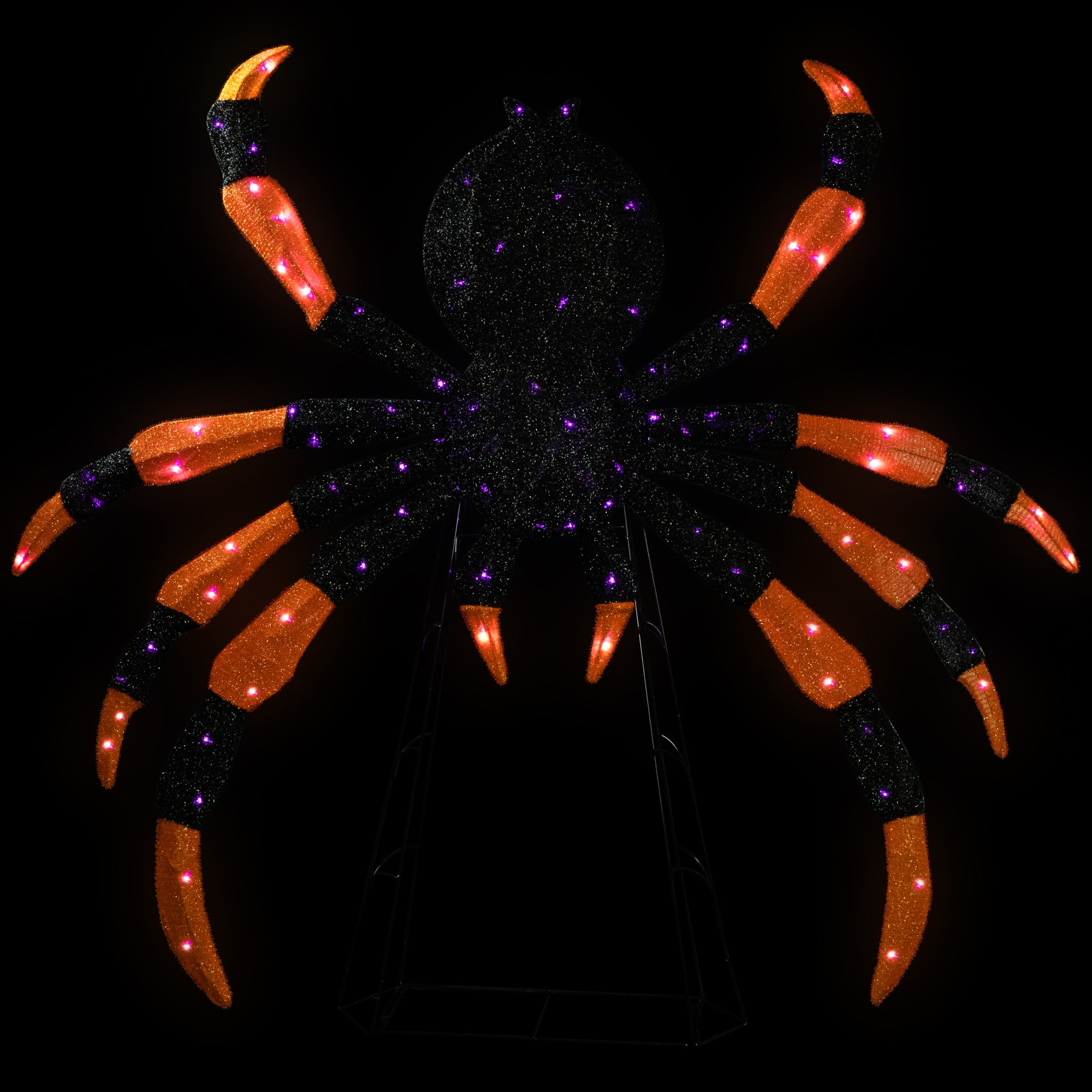 Lighted Spider Halloween Decoration - 4.5&#x27; - Black and Orange - Purple LED Lights