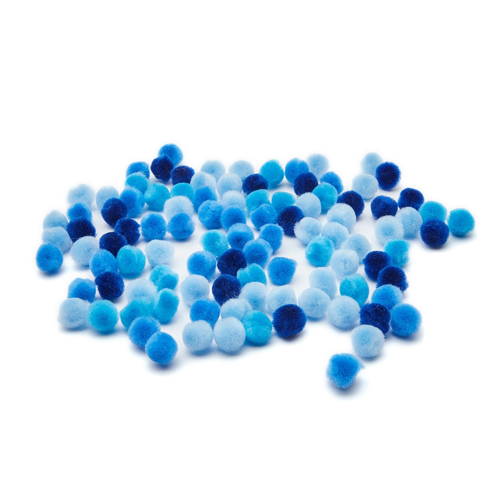 24 Packs: 100 ct. (2,400 total) 1/2&#x22; Mixed Blue Pom Poms by Creatology&#x2122;