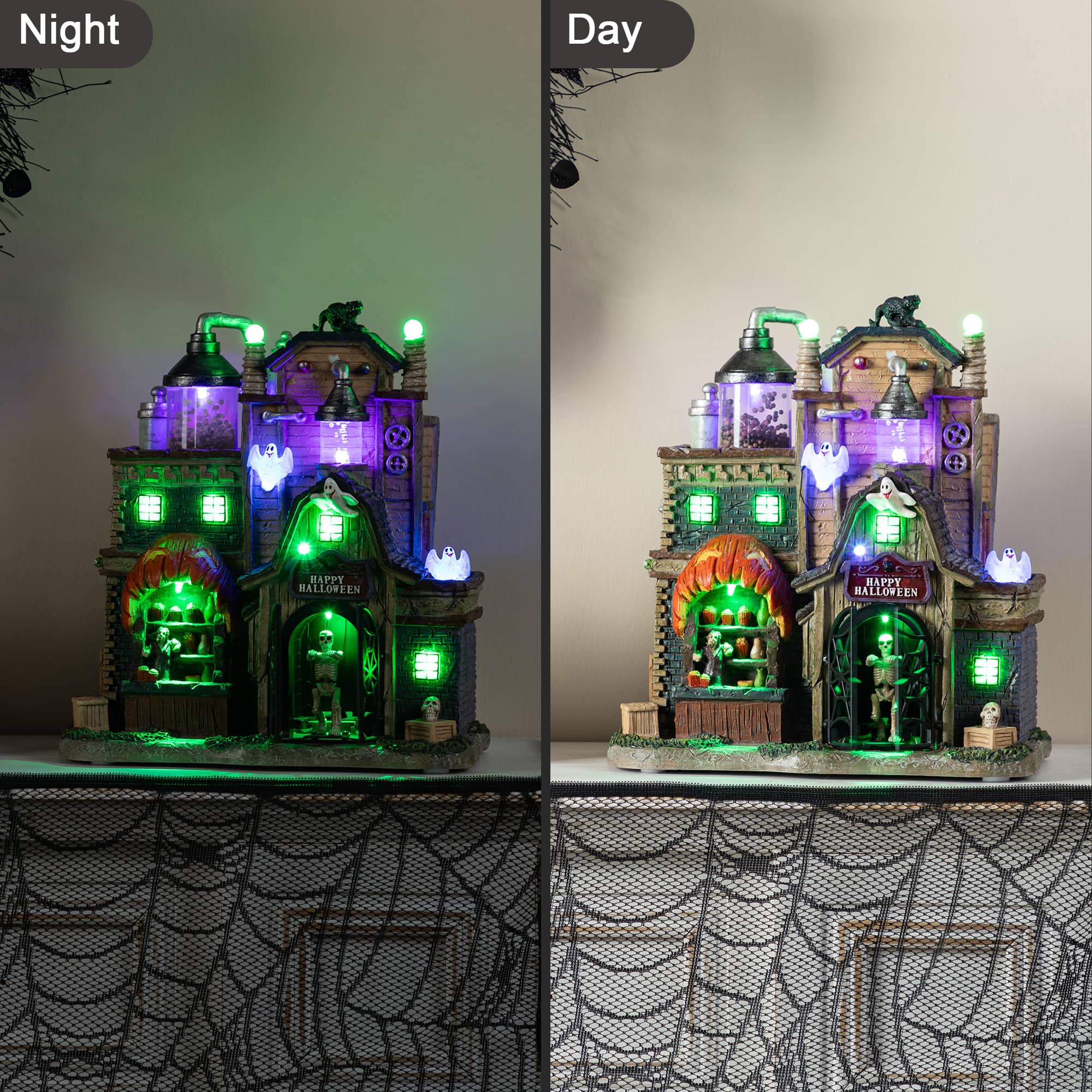 Glitzhome&#xAE; 11&#x22;H Lighted Resin Halloween Haunted House Village