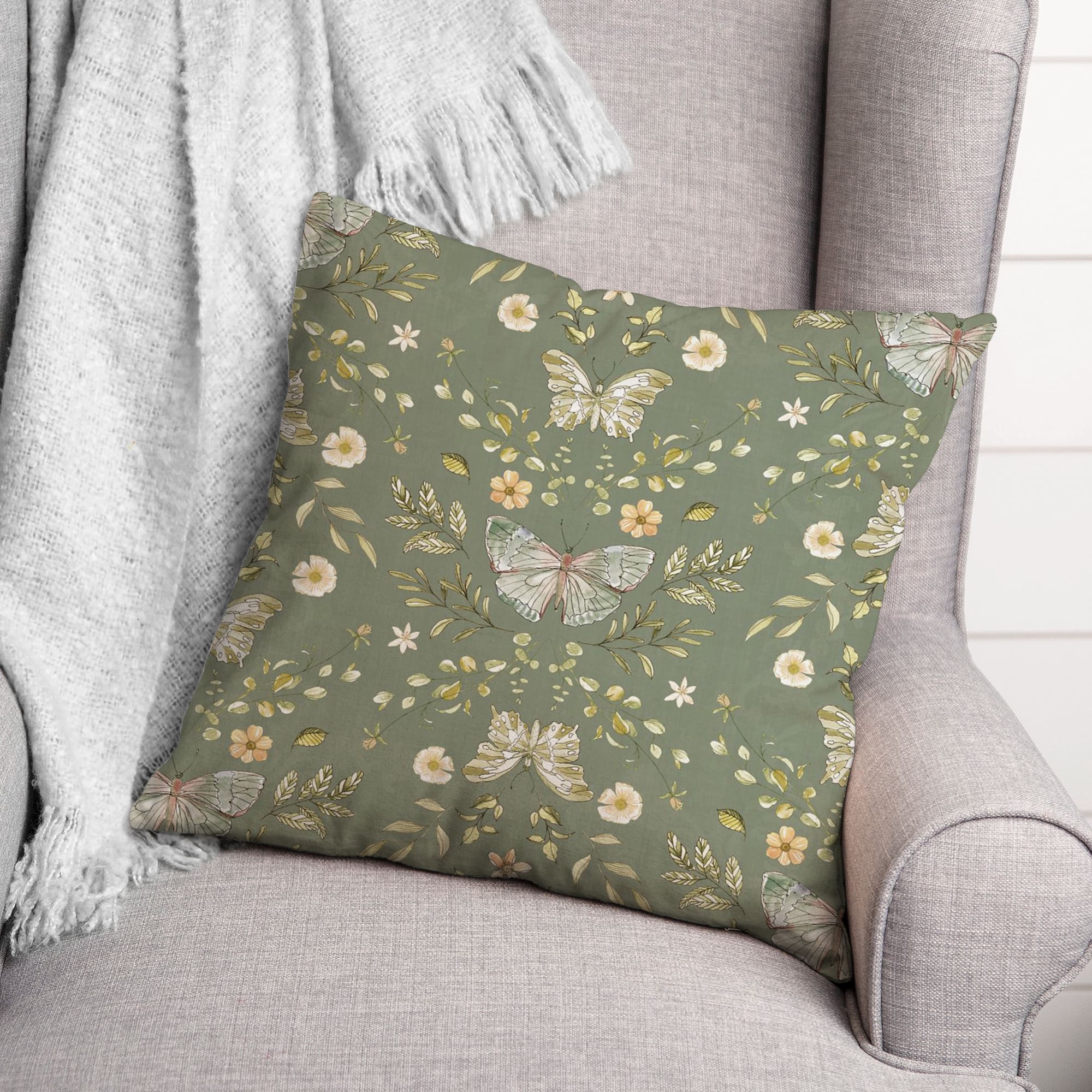 Butterfly Pattern Throw Pillow