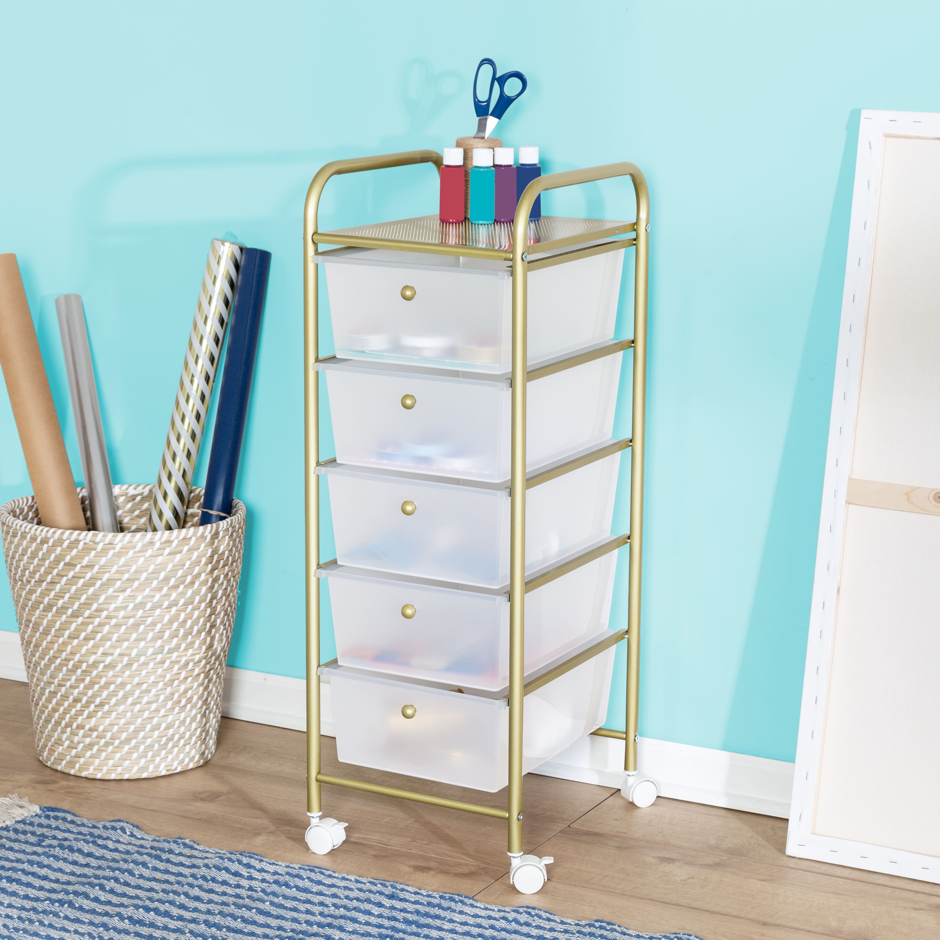 Honey Can Do Gold 5-Drawer Rolling Storage Cart