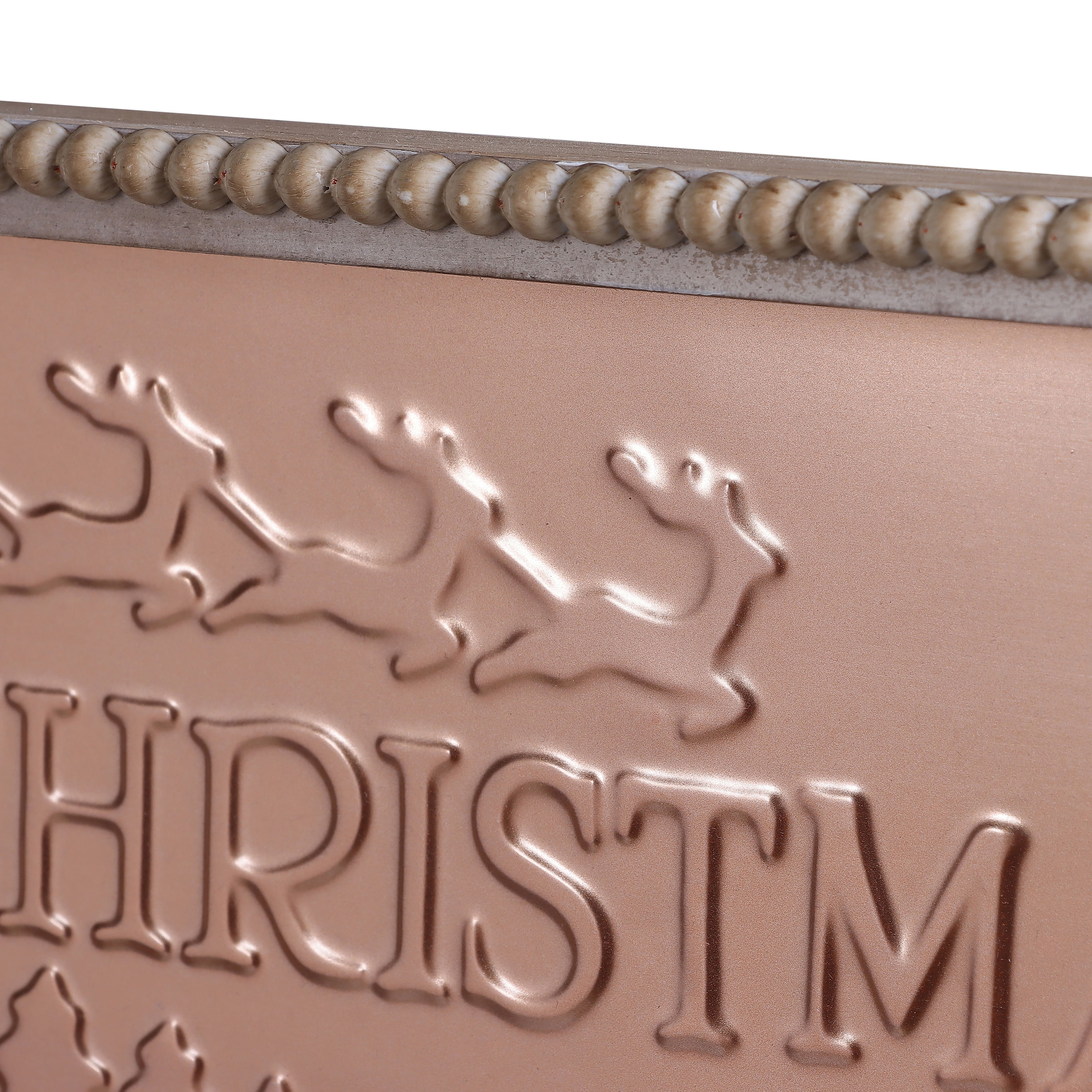 19.75&#x22; Merry Christmas Metal Wall D&#xE9;cor in Beaded Frame by Ashland&#xAE;