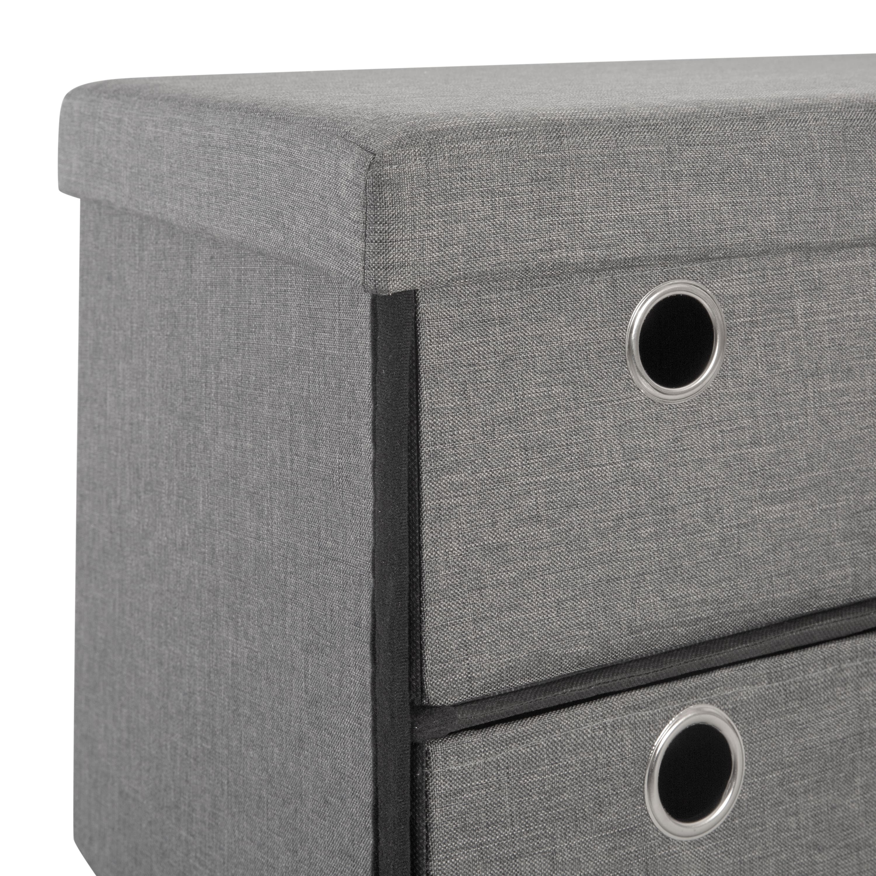 Simplify Gray 6 Drawer Collapsible Double Storage Ottoman