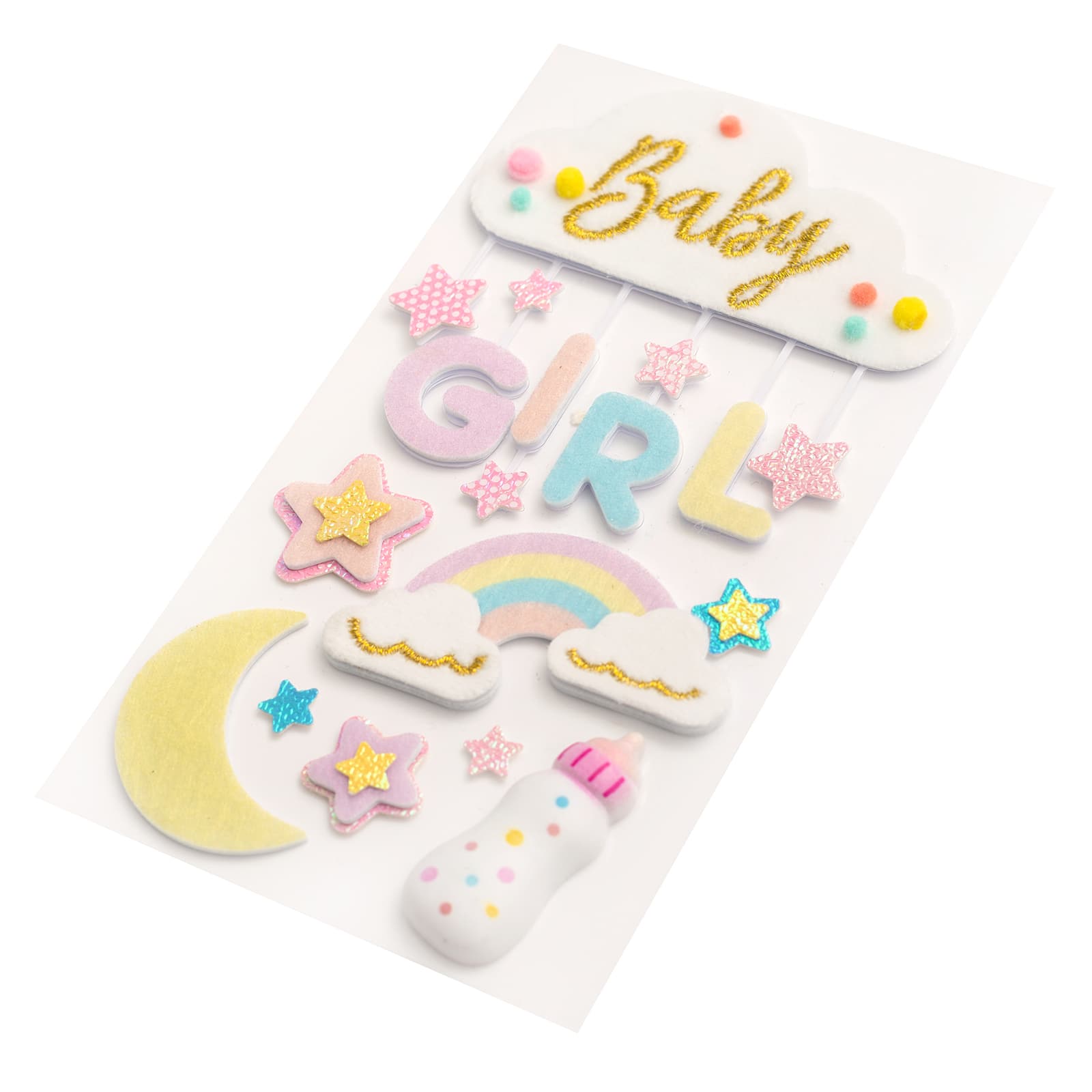 12 Pack: Baby Girl Cloud Dimensional Stickers by Recollections™