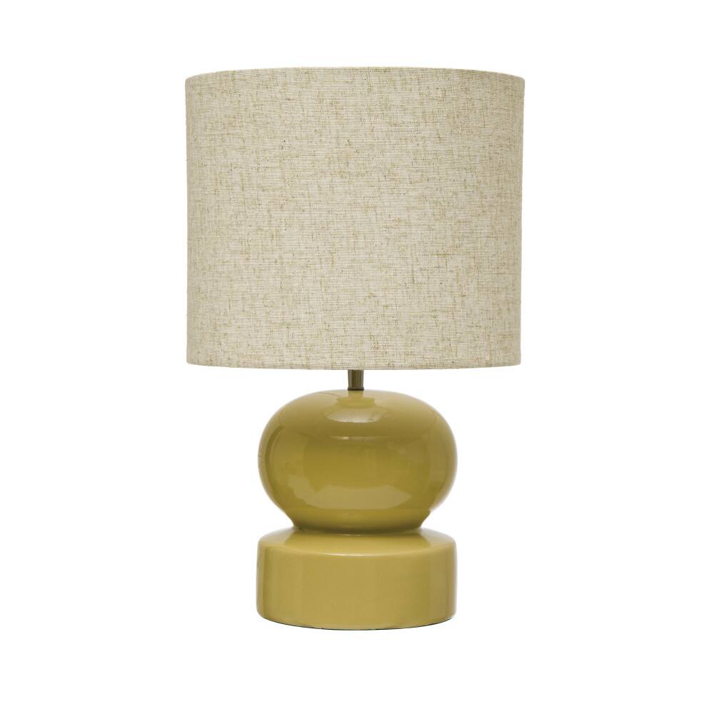 Hello Honey® 19" Green Modern Ceramic Table Lamp with Fabric Shade