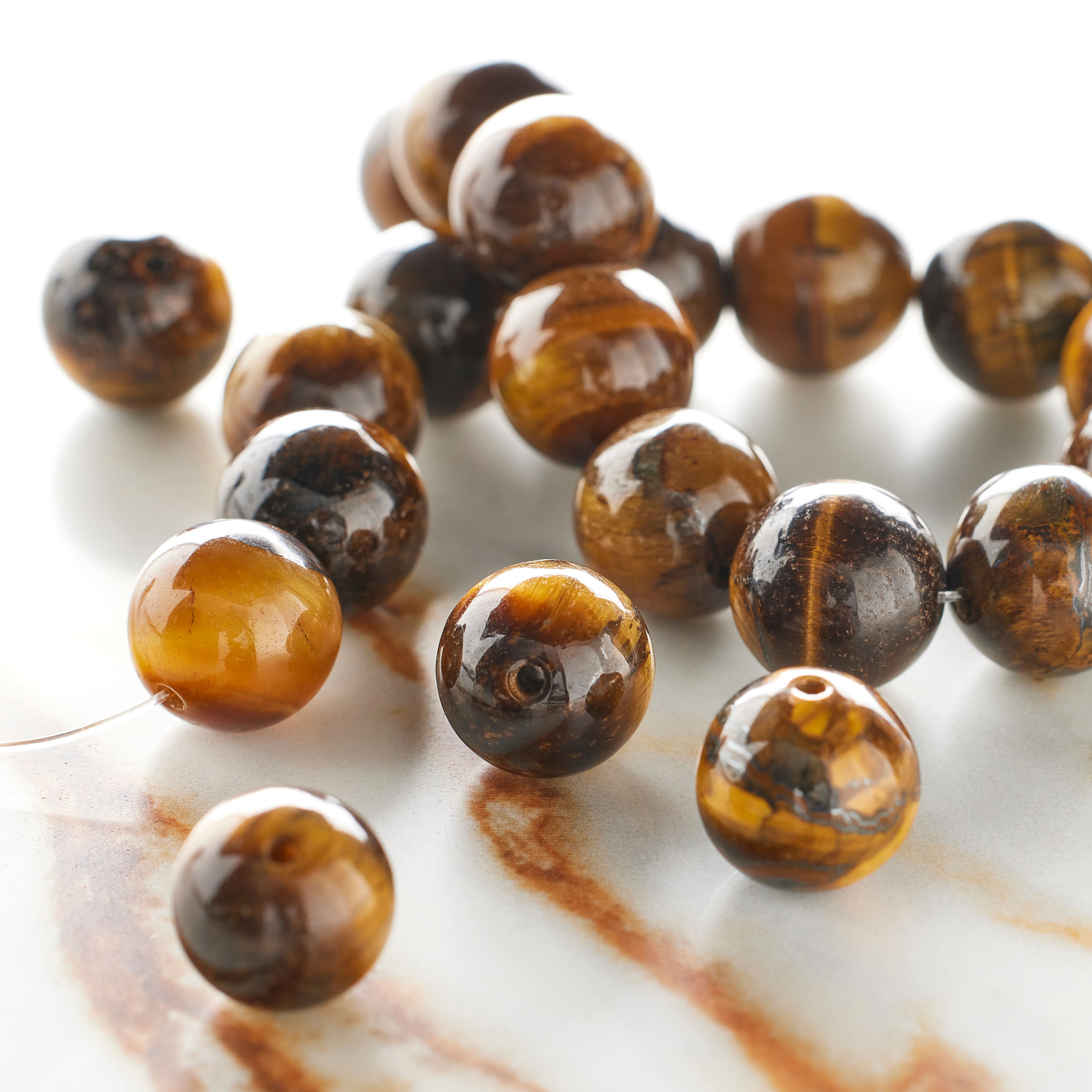 9 Pack: Brown Tiger's Eye Round Beads, 10mm by Bead Landing™