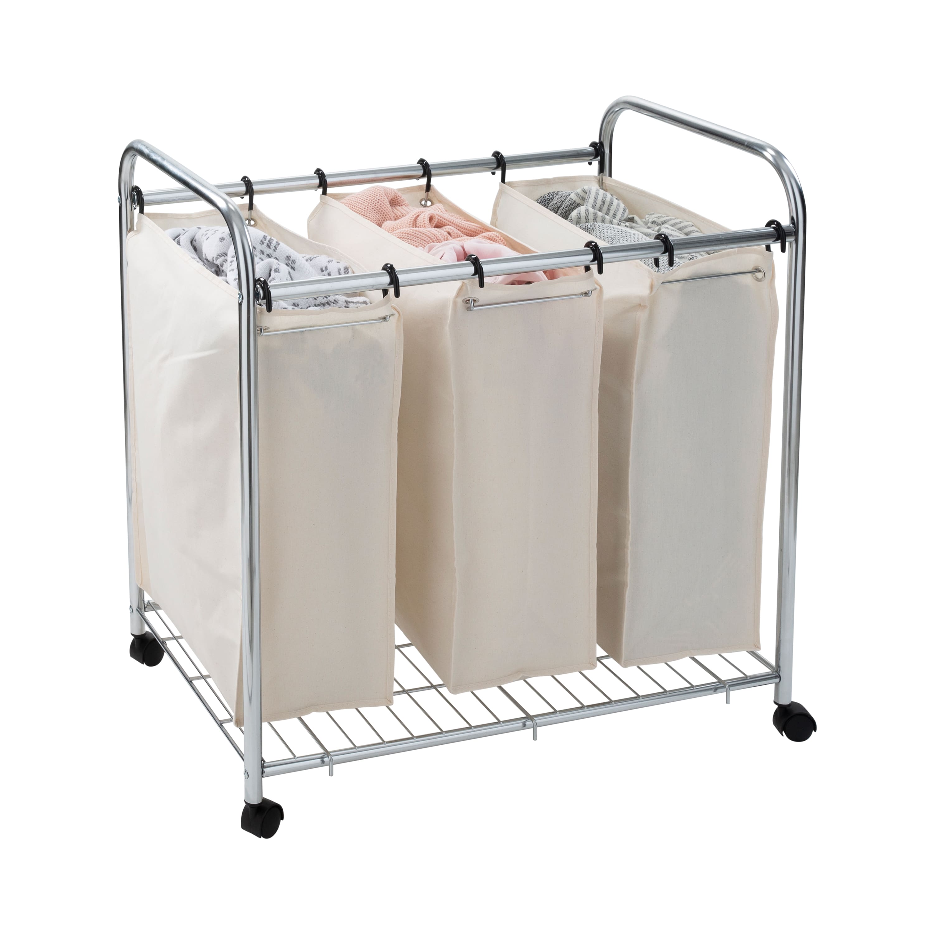 Organize It All 3 Section Laundry Sorter Basket on Wheels