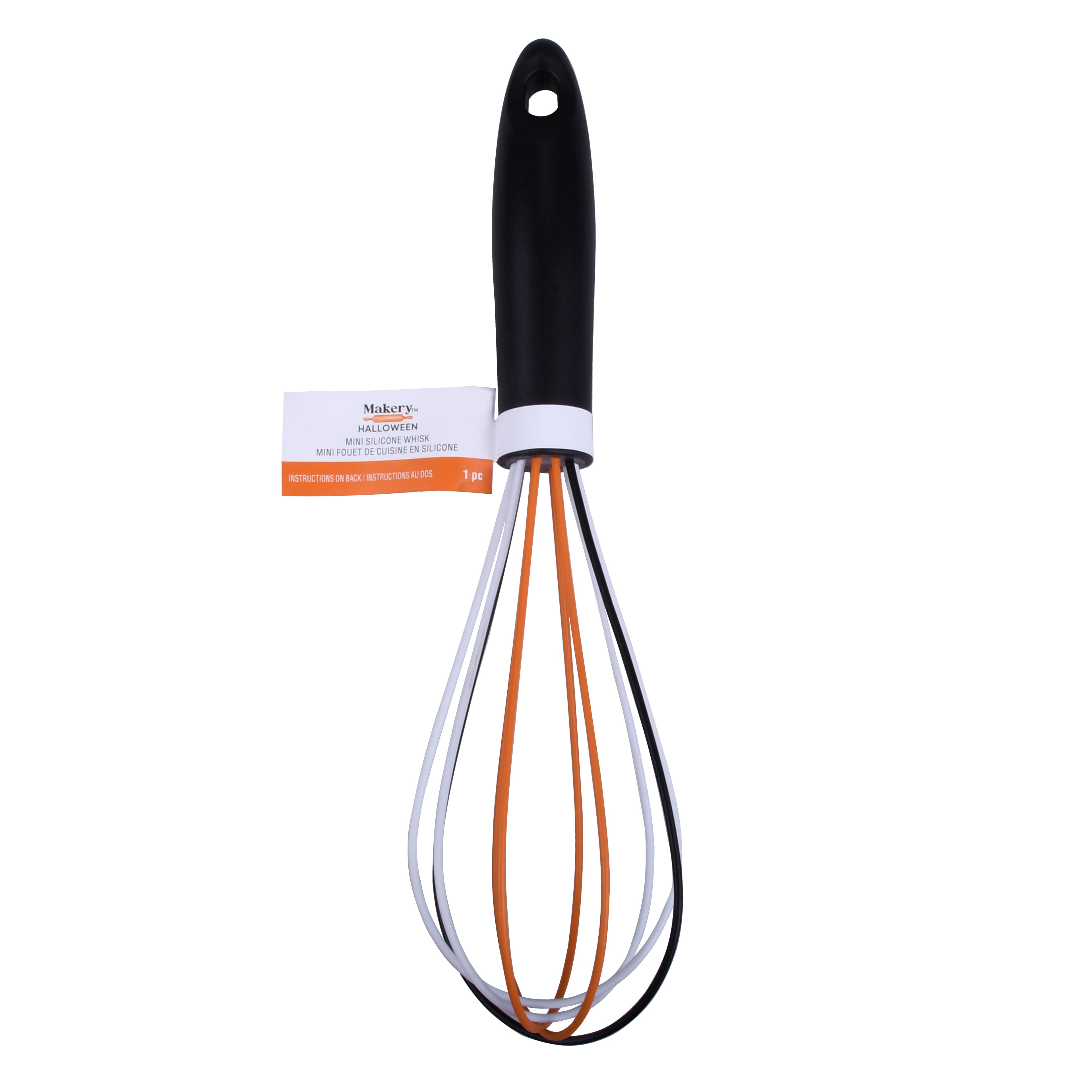 Mini Black, Orange &#x26; White Silicone Whisk by Makery&#x2122;