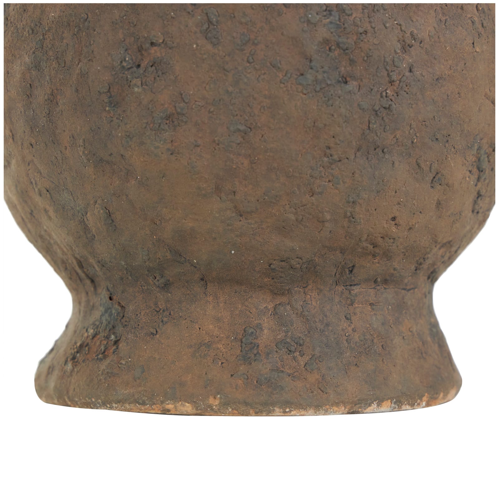 15" Dark Brown Ceramic Handmade Textured Amphora Vase with Two Long Handles