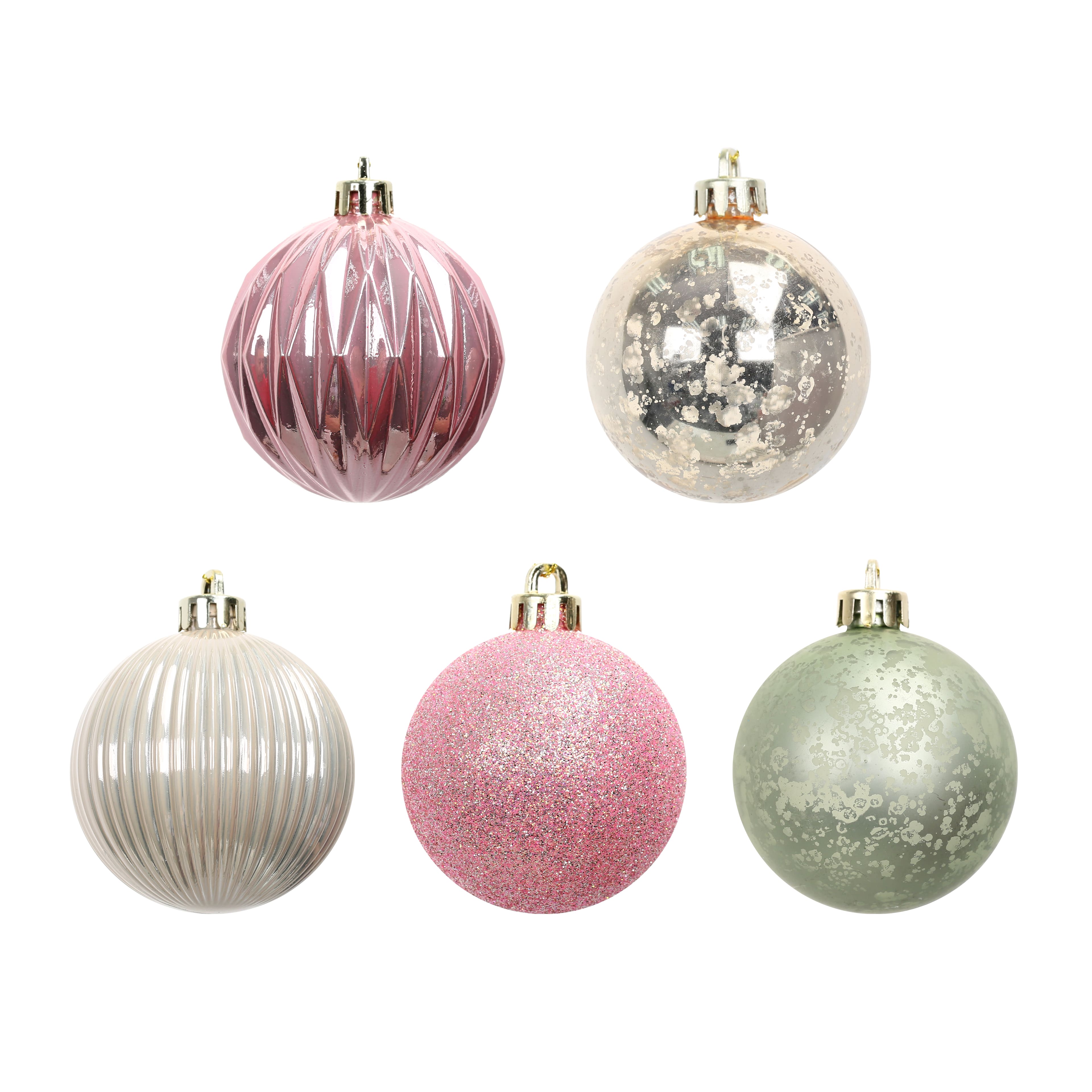 Assorted 50 Pack 2&#x22; Pink &#x26; Gold Shatterproof Ball Christmas Ornaments by Ashland&#xAE;