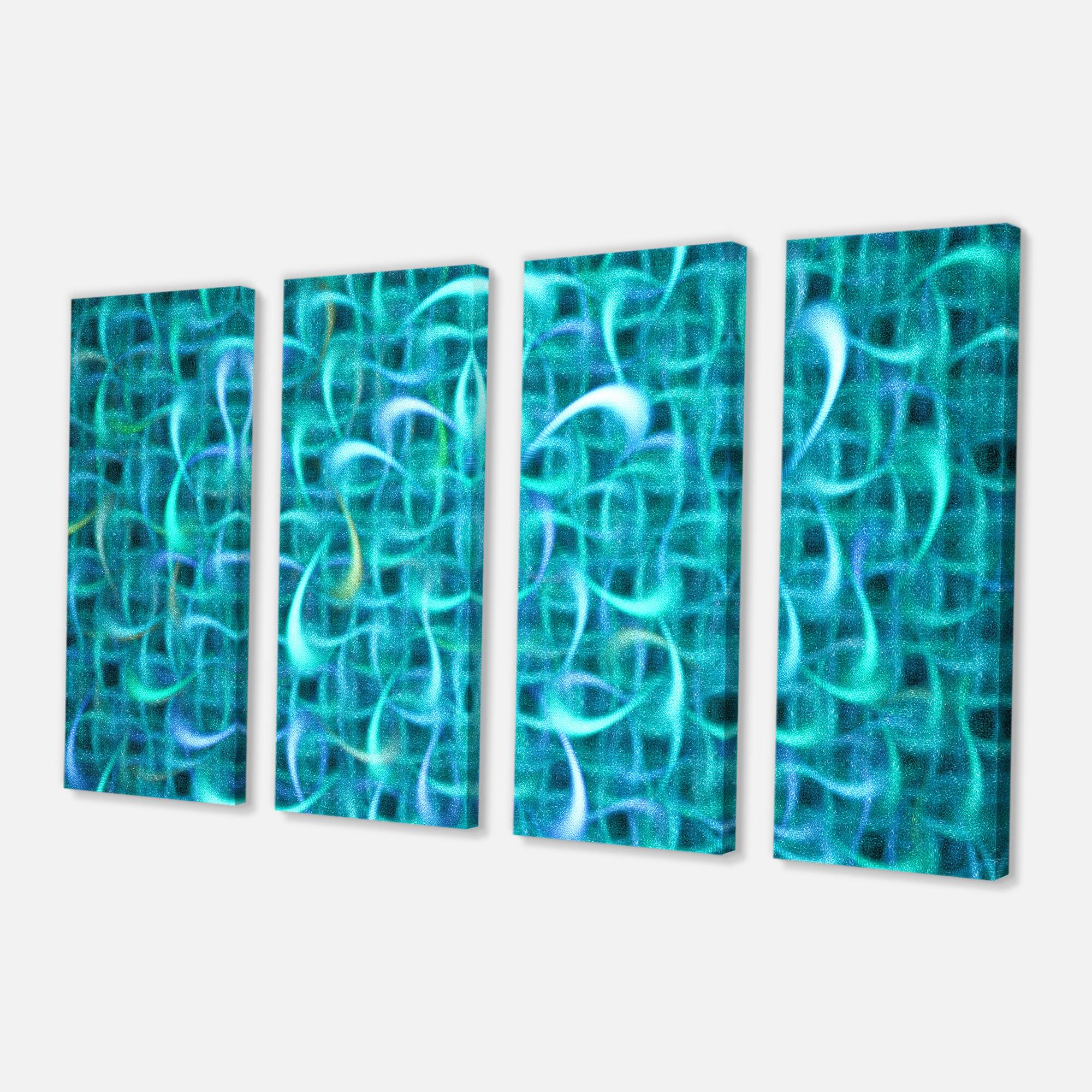 Designart - Turquoise Watercolor Fractal Pattern - Abstract Art on Canvas