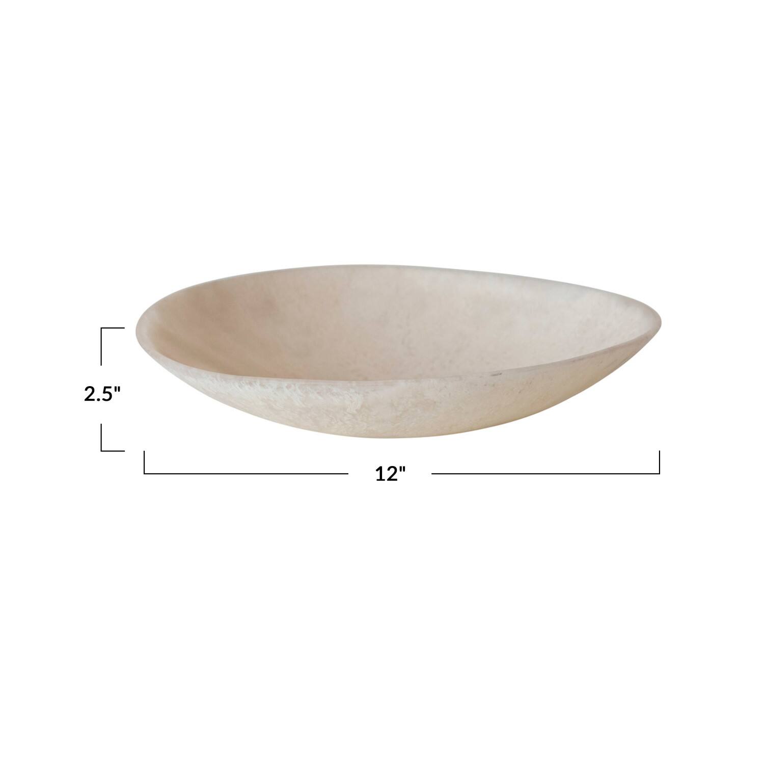 Hello Honey® 12" Light Pink Matte Marbled Resin Serving Bowl