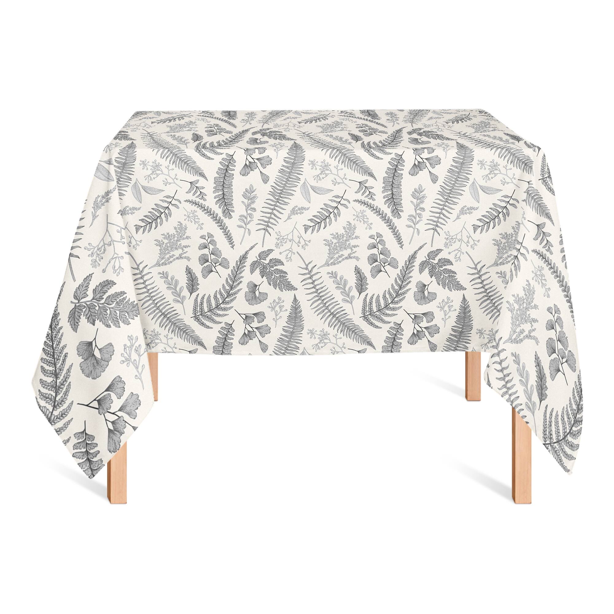 Gray Botanical Pattern Cotton Tablecloth