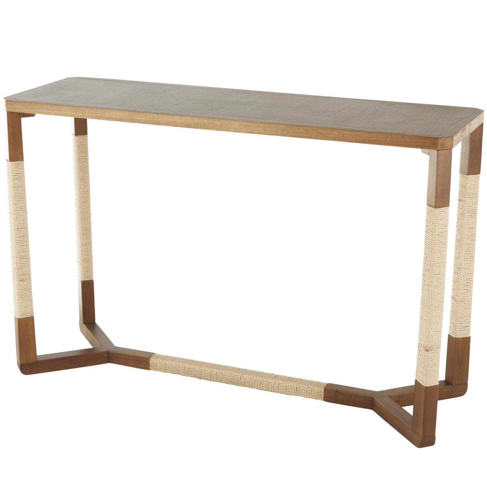 47.25&#x22; Brown Wooden Living Room Console Table with Rope Wrapped Frame