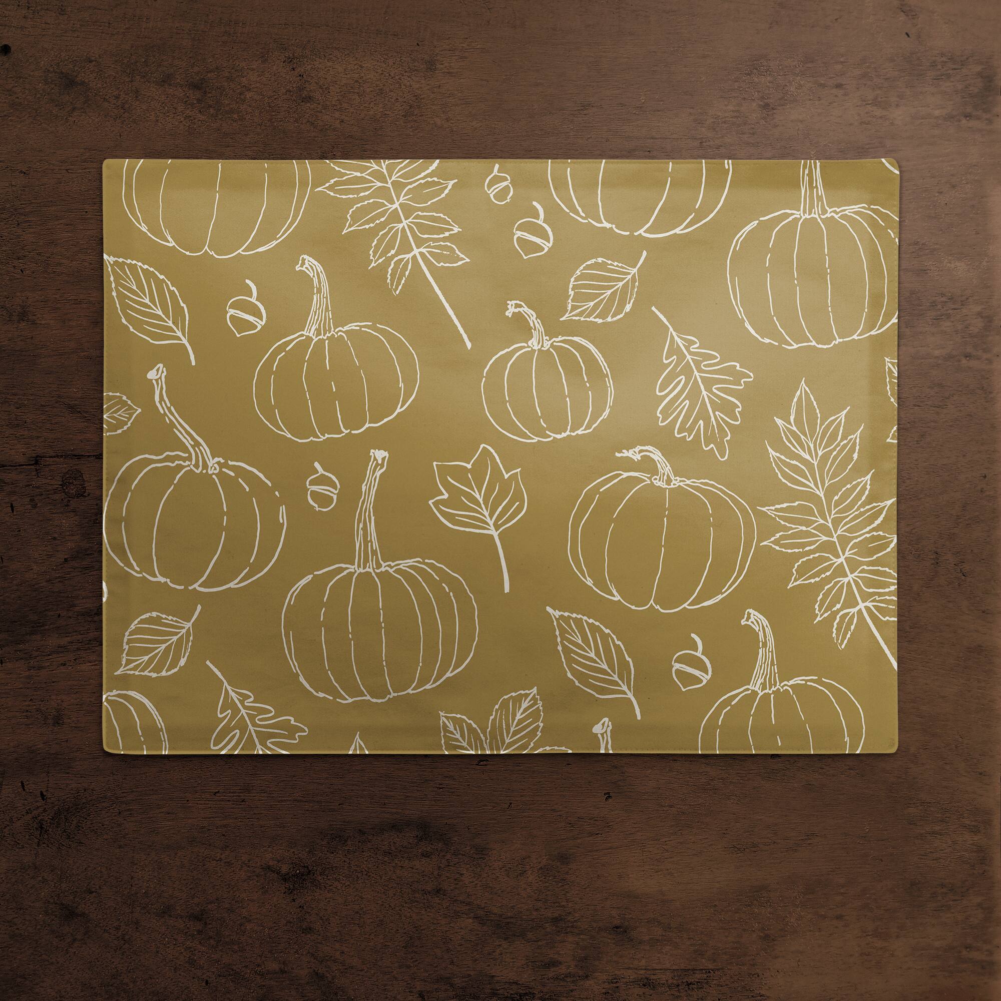 Mustard Yellow Fall Pattern Cotton Twill Placemat