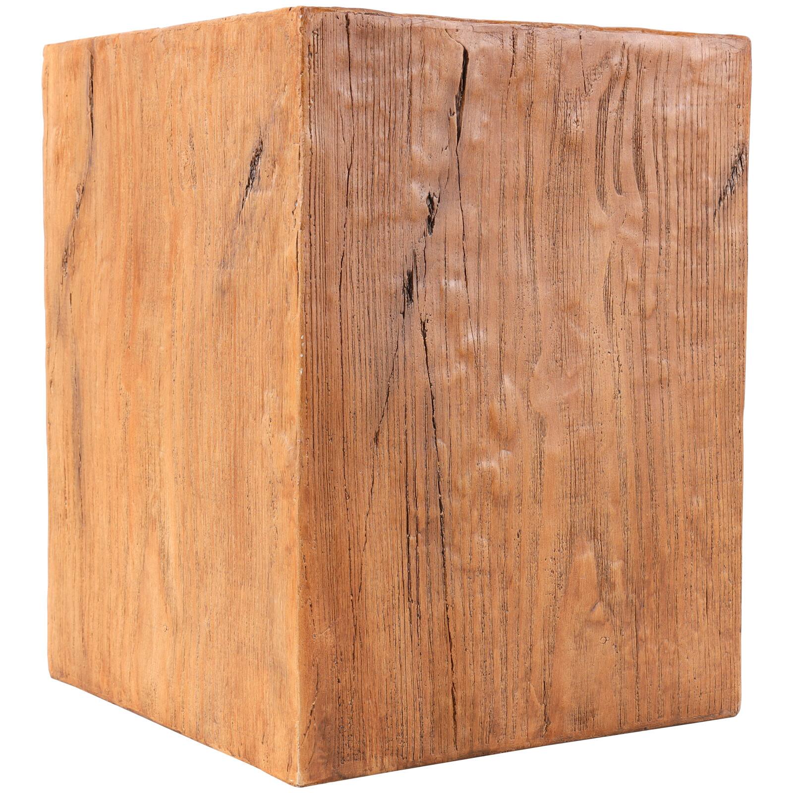 18&#x22; Natural Textured Wood Grain Outdoor Accent Table