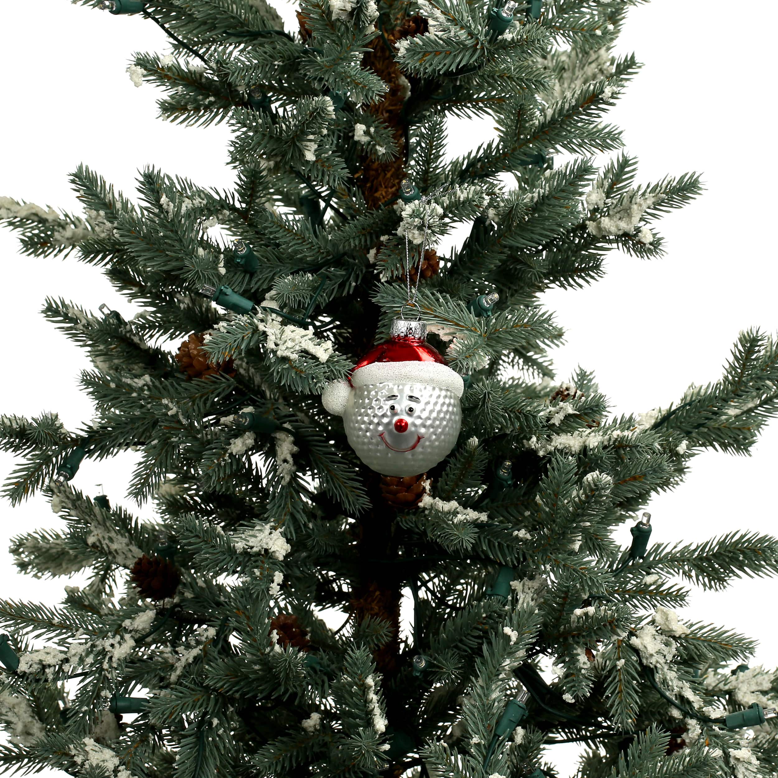 3&#x22; White Golf Ball in Santa Hat Glass Ornament by Ashland&#xAE;