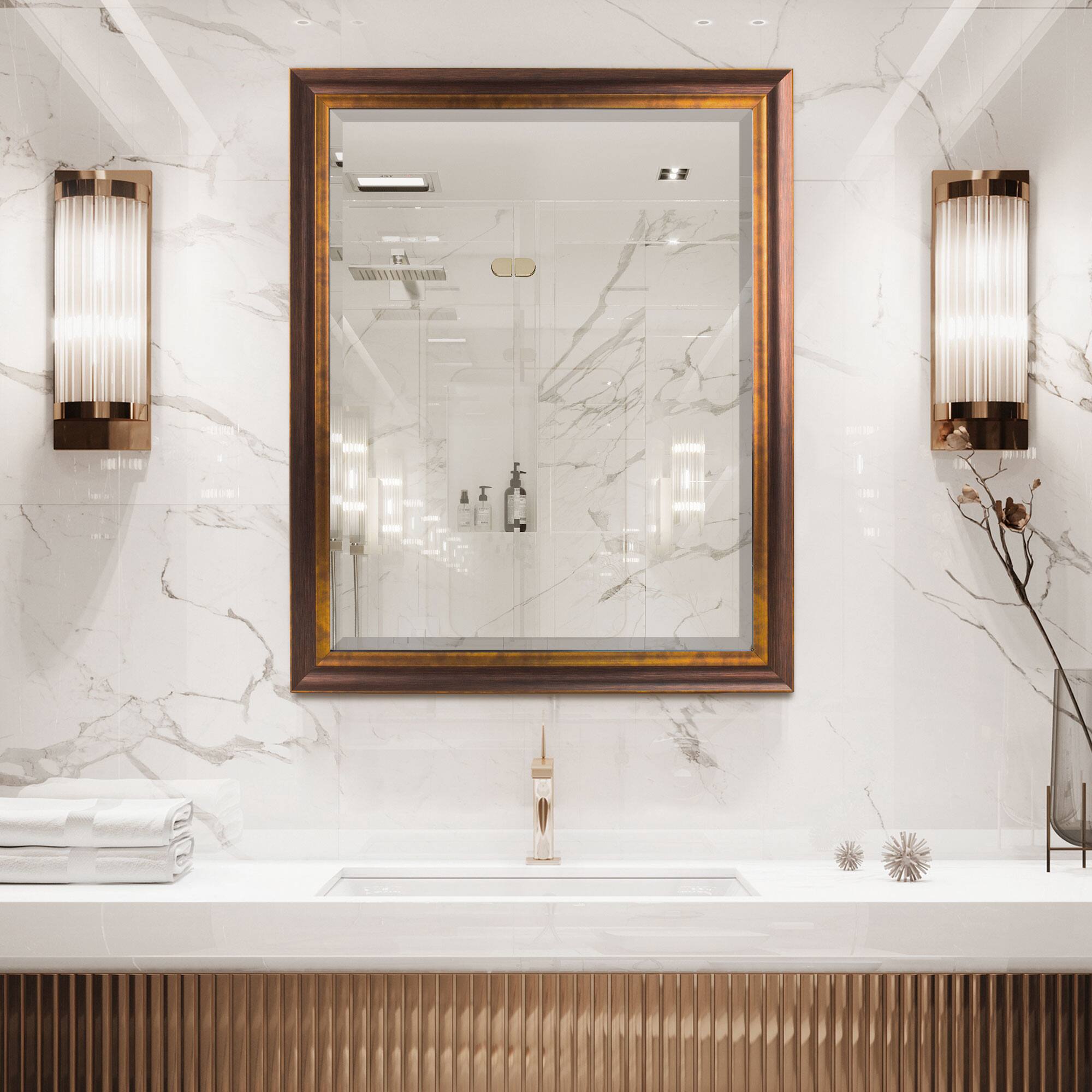 Head West 28" Bronze & Copper Oil-Rubbed Framed Wall Mirror