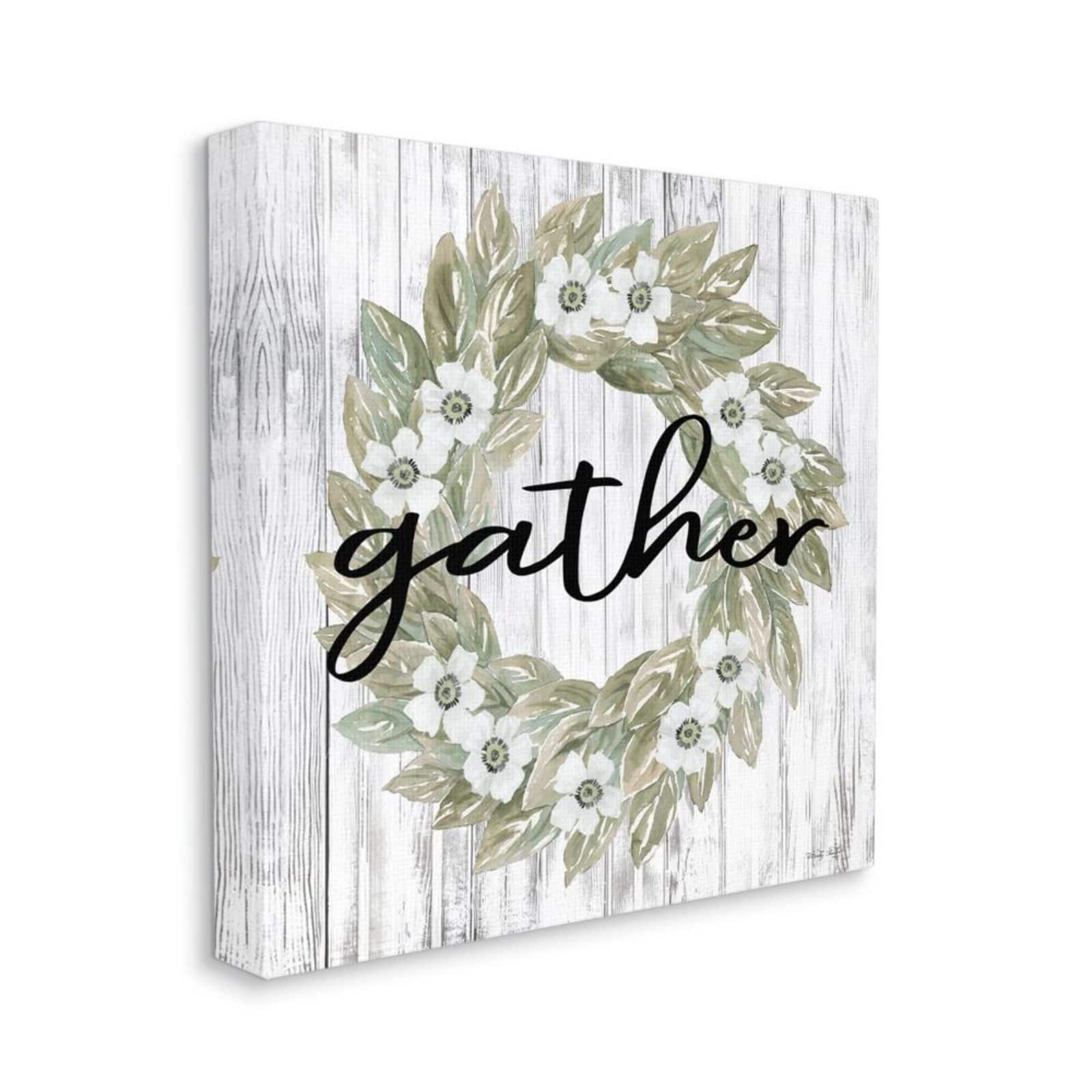 Stupell Industries Gather Floral Wreath Canvas Wall Art