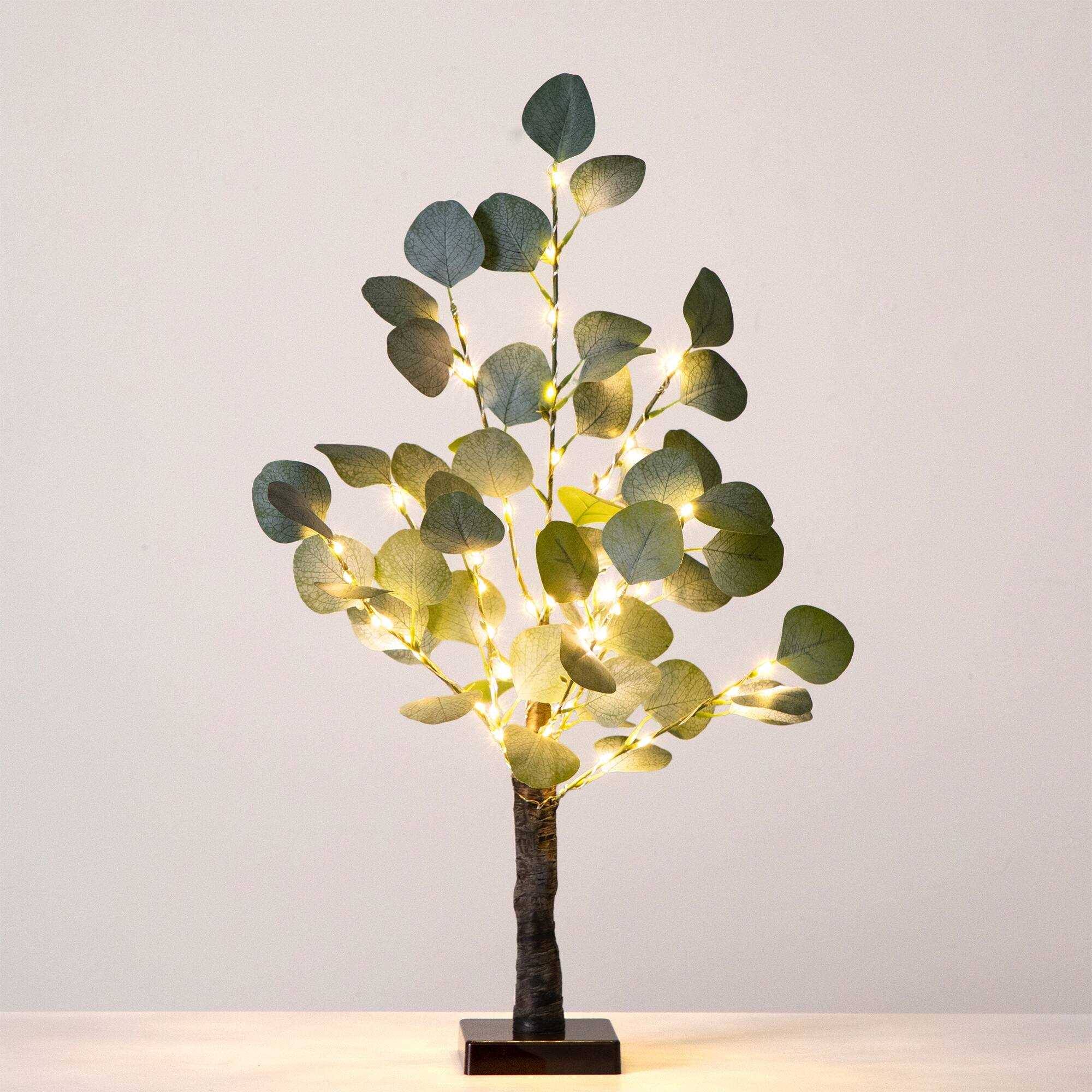 2ft. Pre-Lit Artificial Eucalyptus Tree with Warm White LED Lights